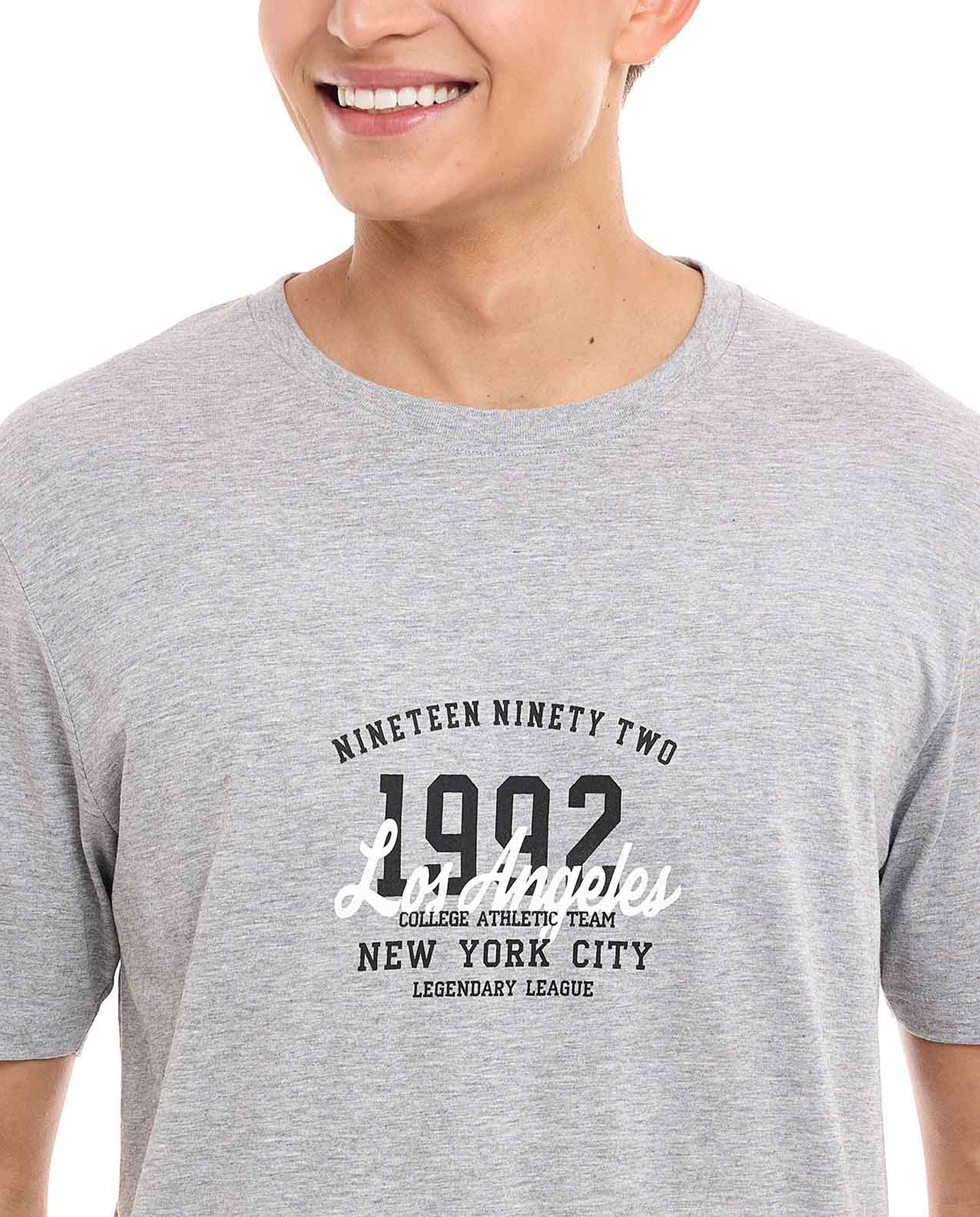 Varsity Print T-Shirt with Crew Neck and Short Sleeves