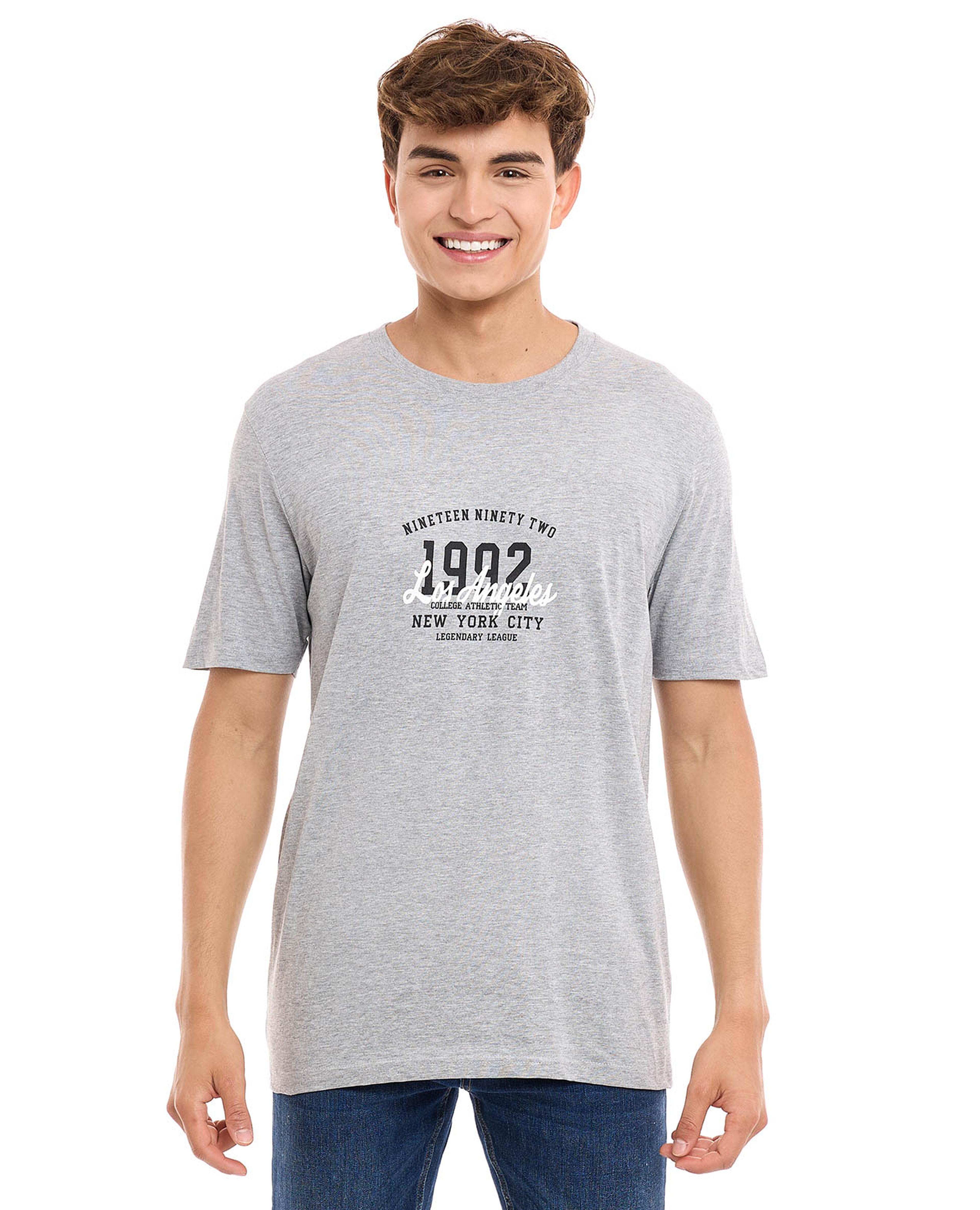 Varsity Print T-Shirt with Crew Neck and Short Sleeves