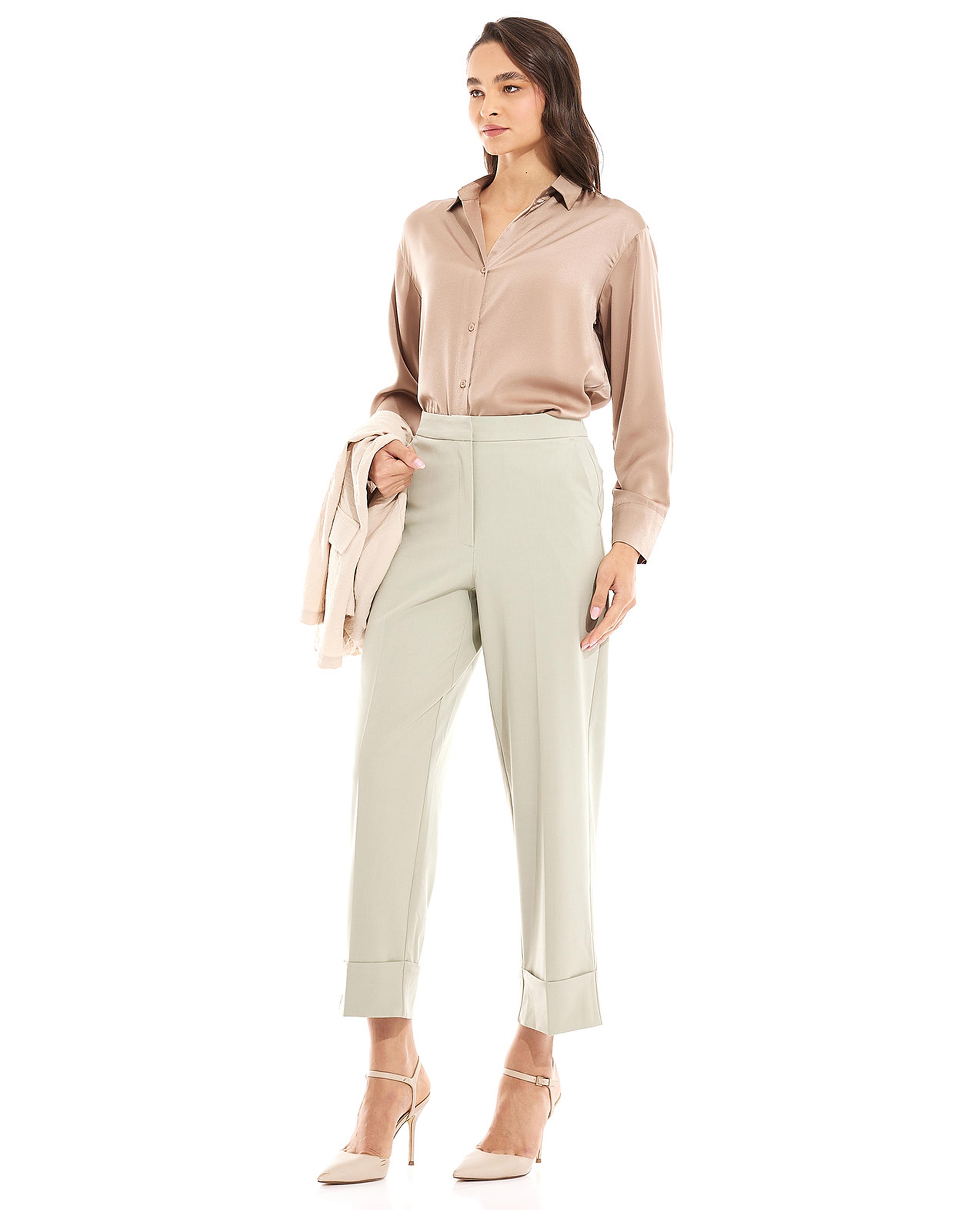 Solid Straight Fit Trousers