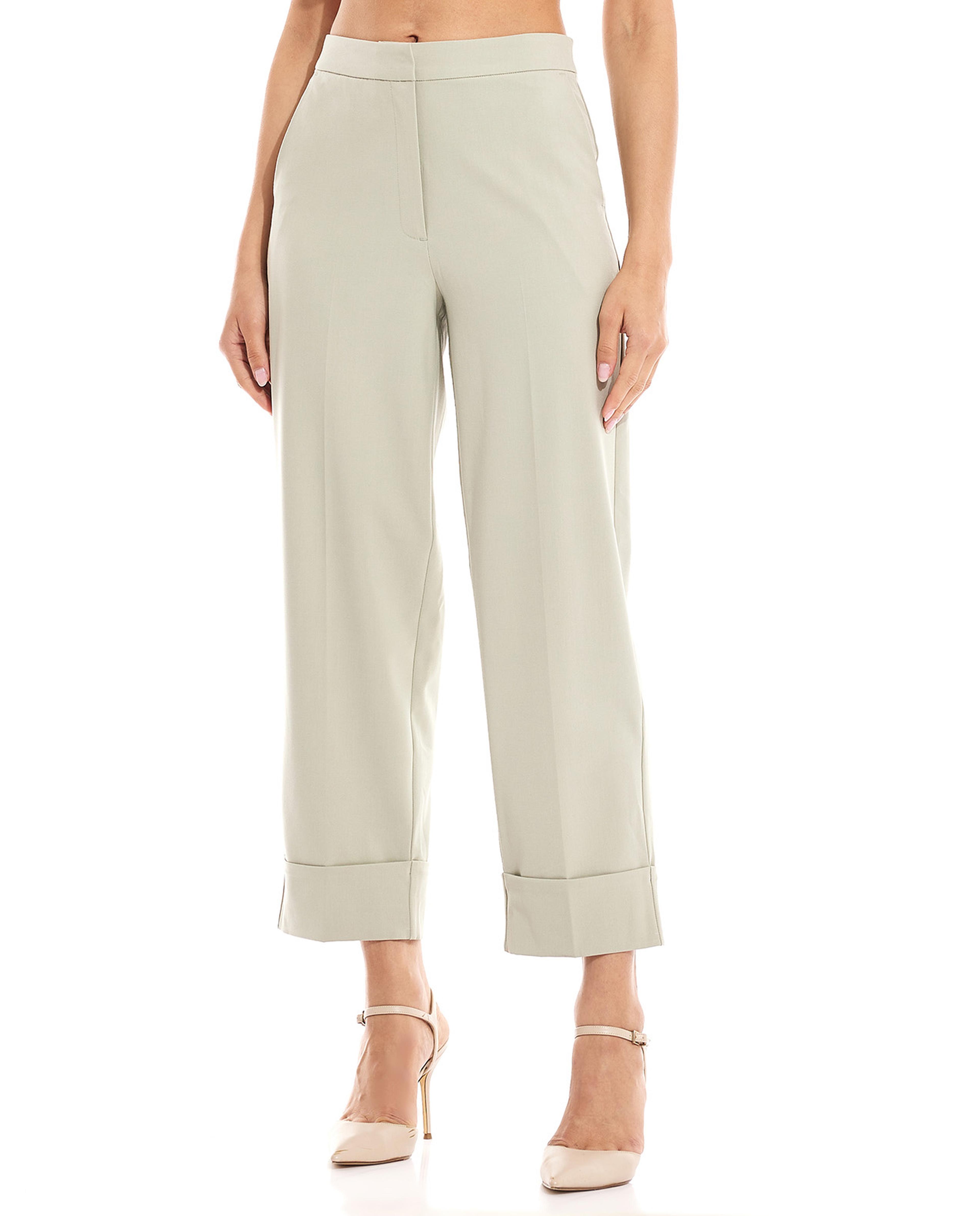 Solid Straight Fit Trousers