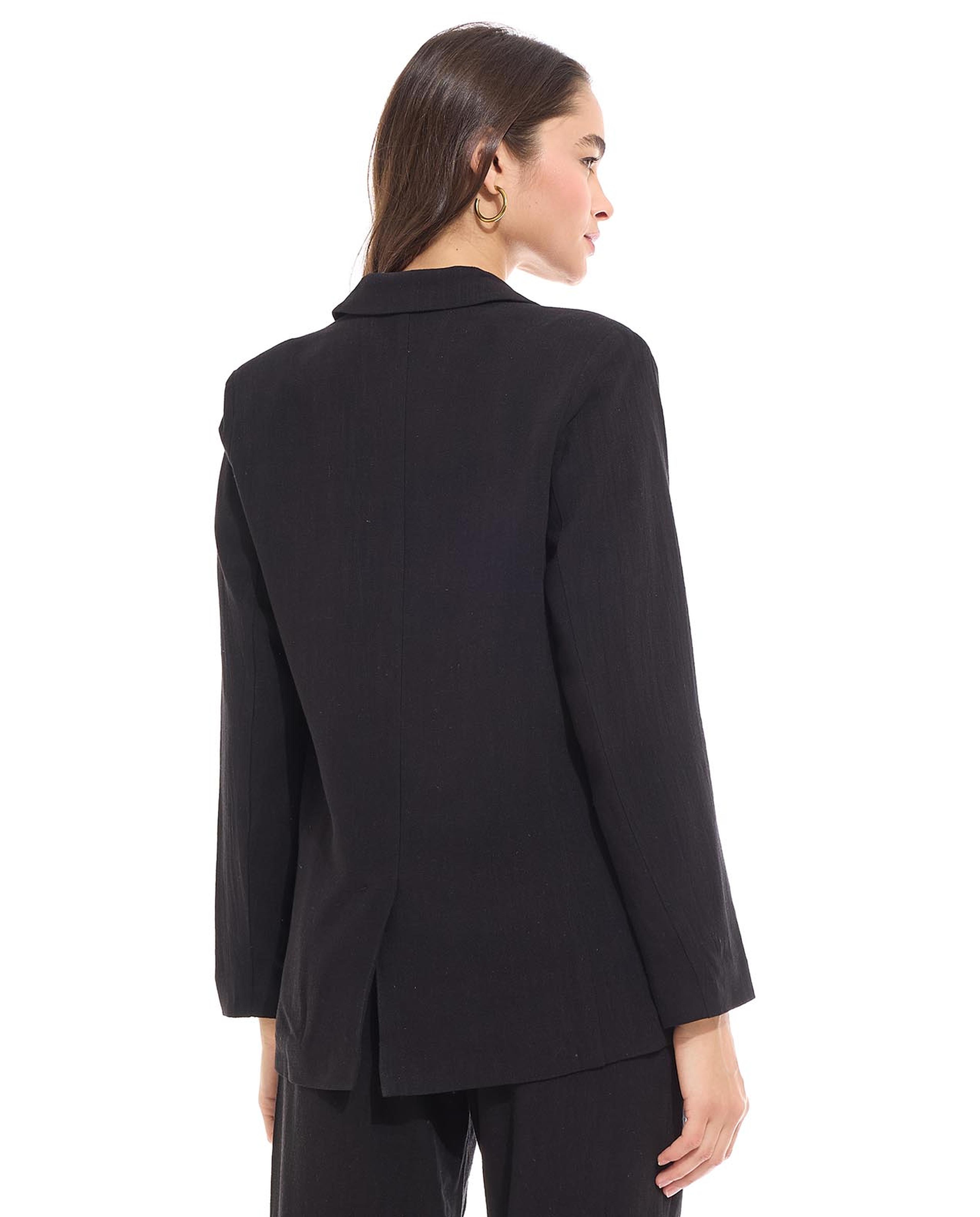 Solid Double Breasted Blazer with Long Sleeves
