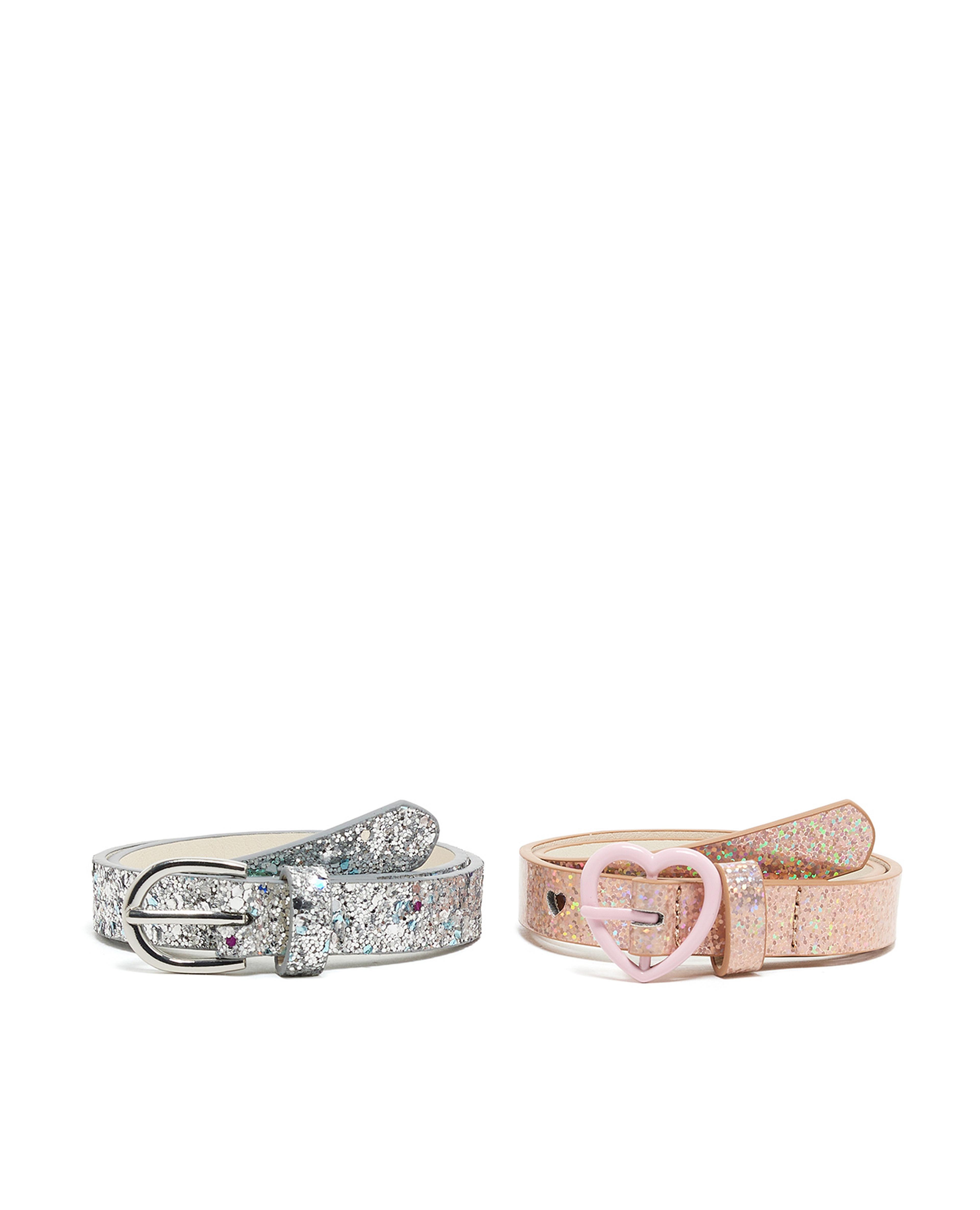 2 Pack Glittered Belts with Buckle Closure