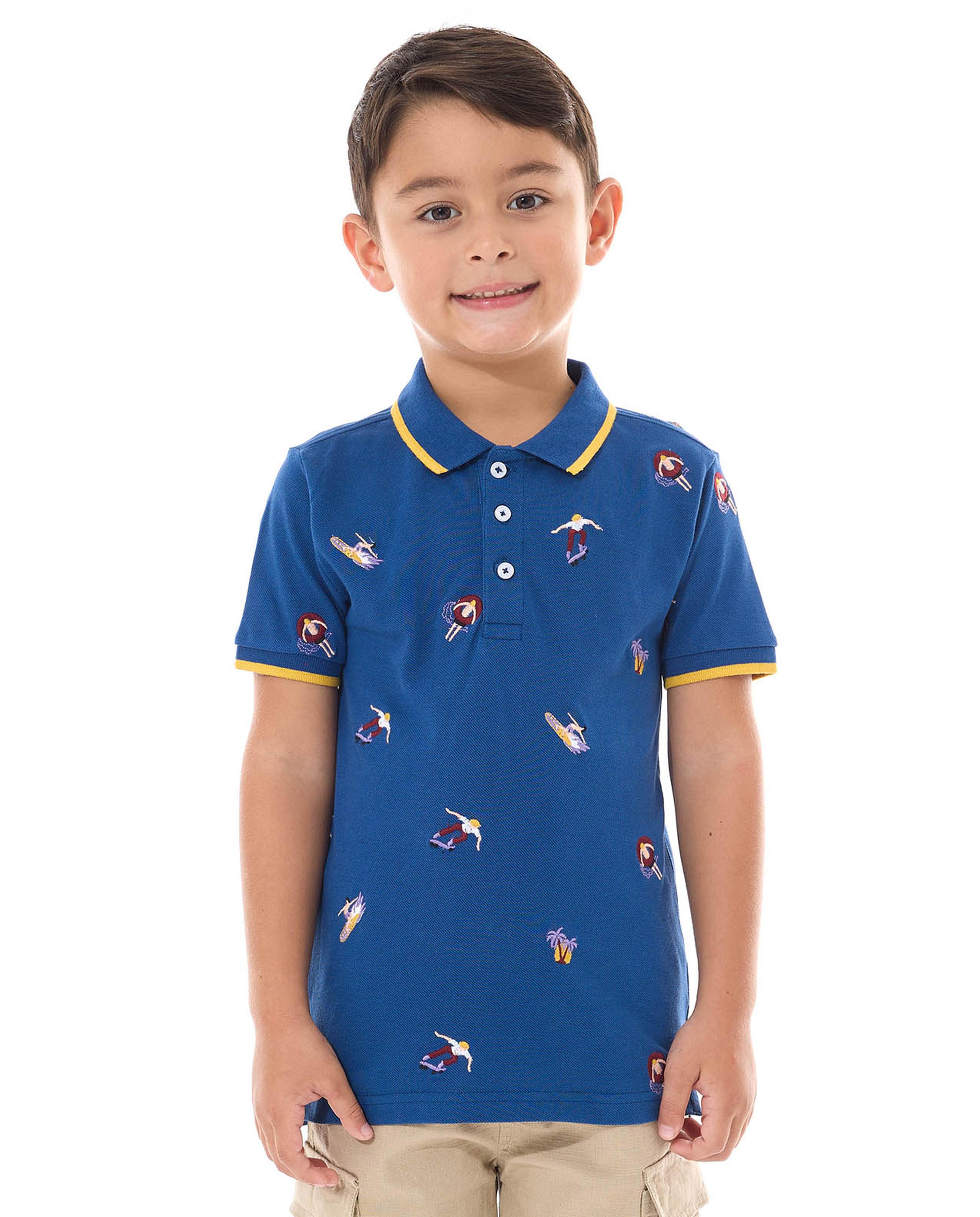 Embroidered Polo T-Shirt with Shirt Sleeves