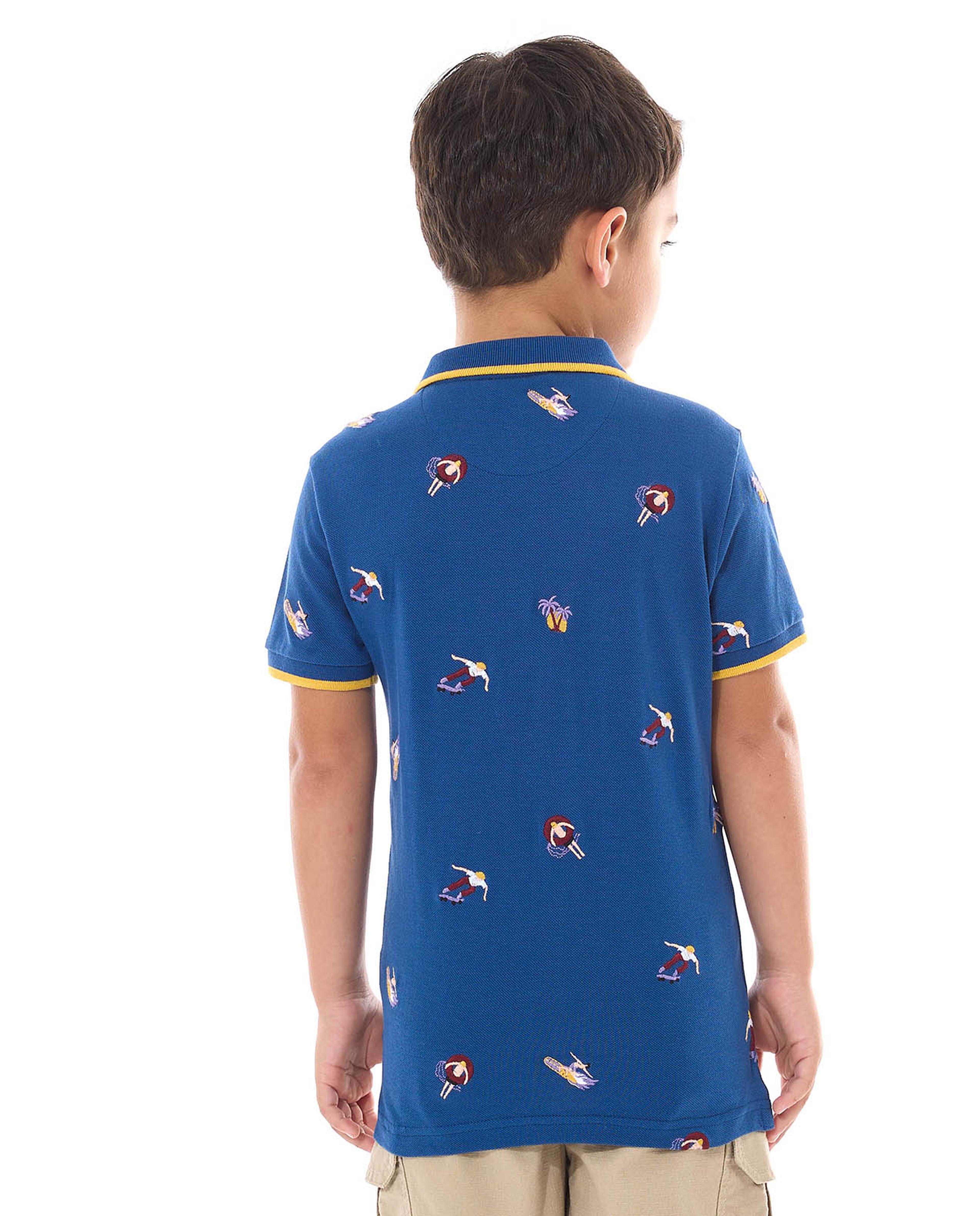 Embroidered Polo T-Shirt with Shirt Sleeves