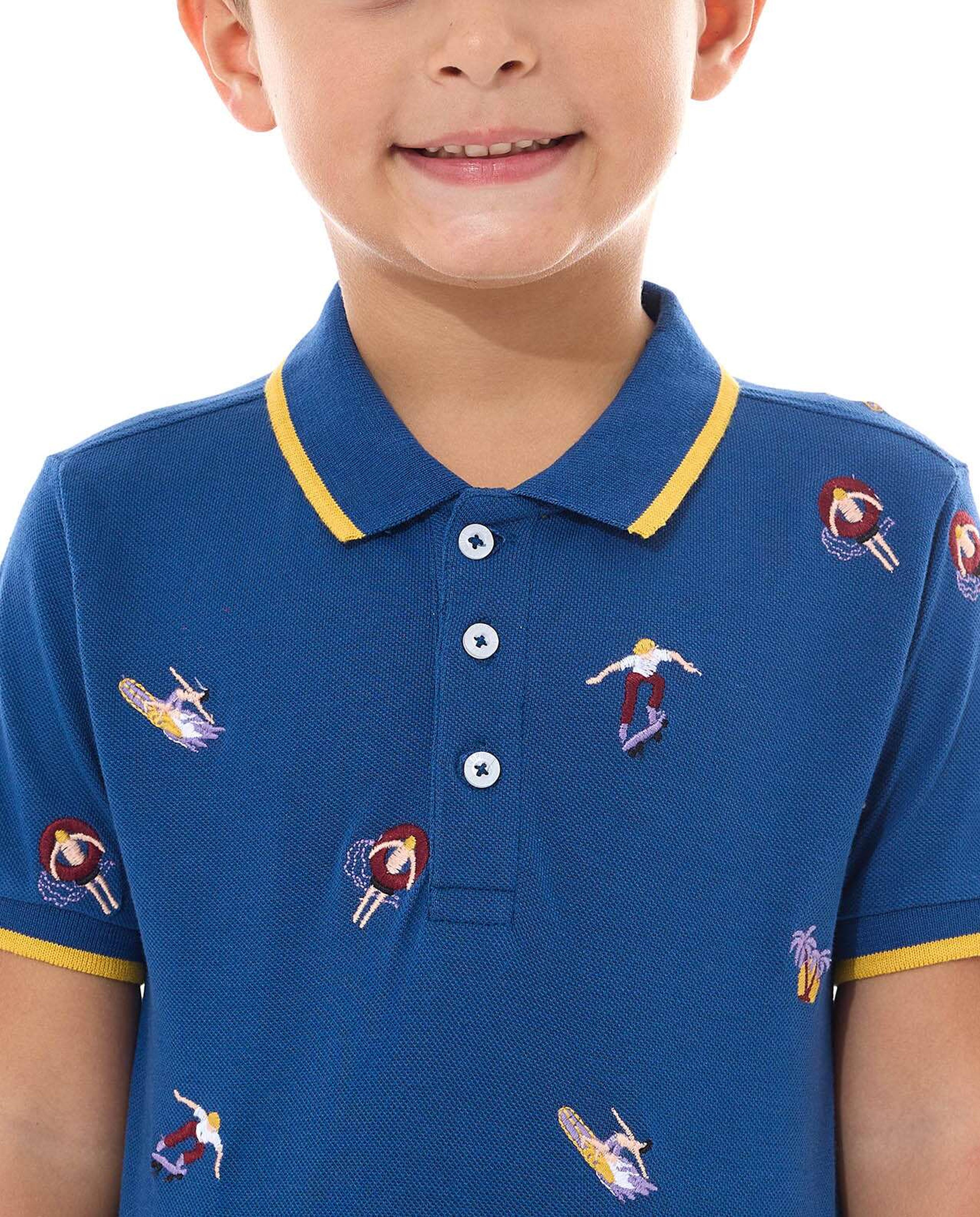 Embroidered Polo T-Shirt with Shirt Sleeves