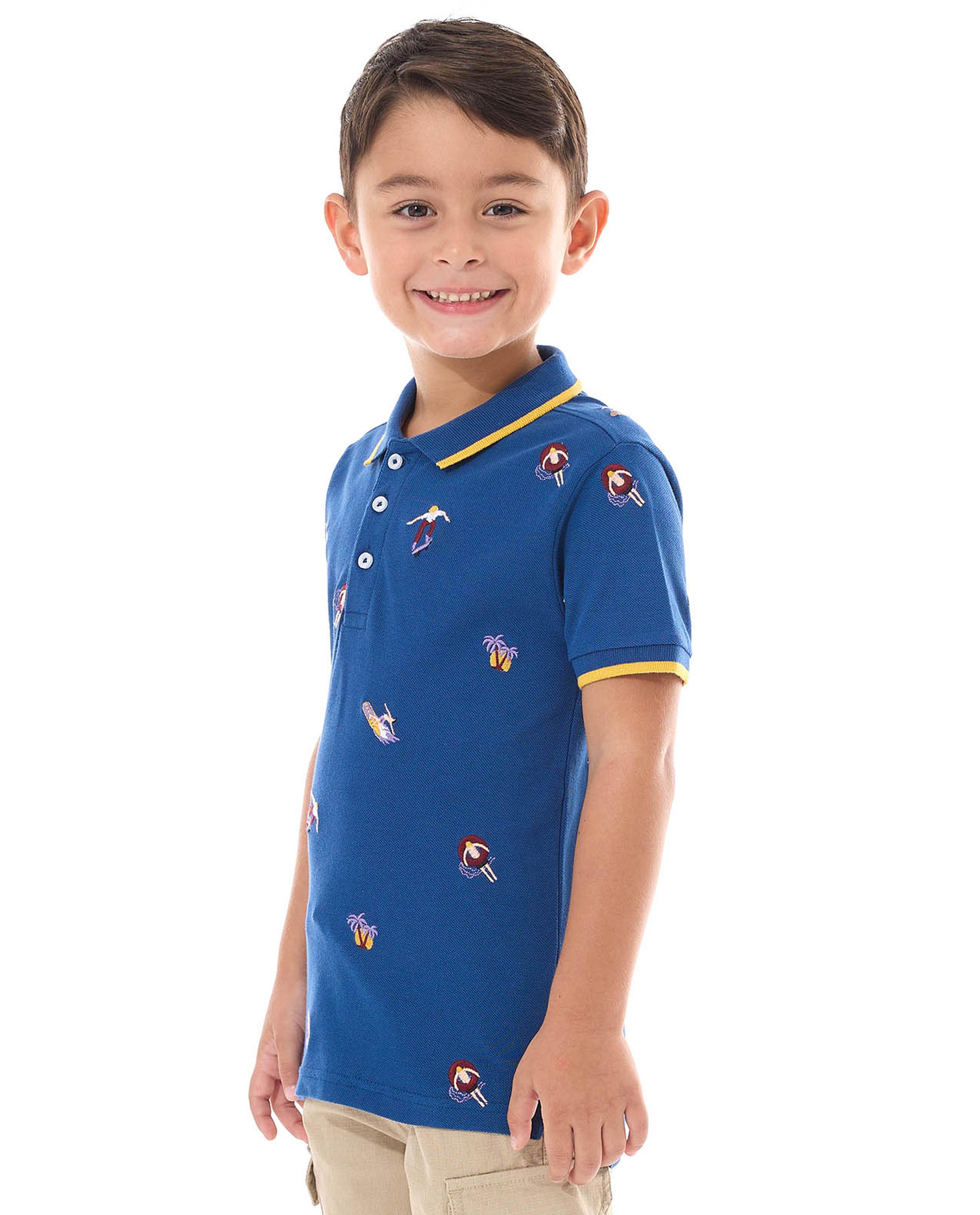 Embroidered Polo T-Shirt with Shirt Sleeves
