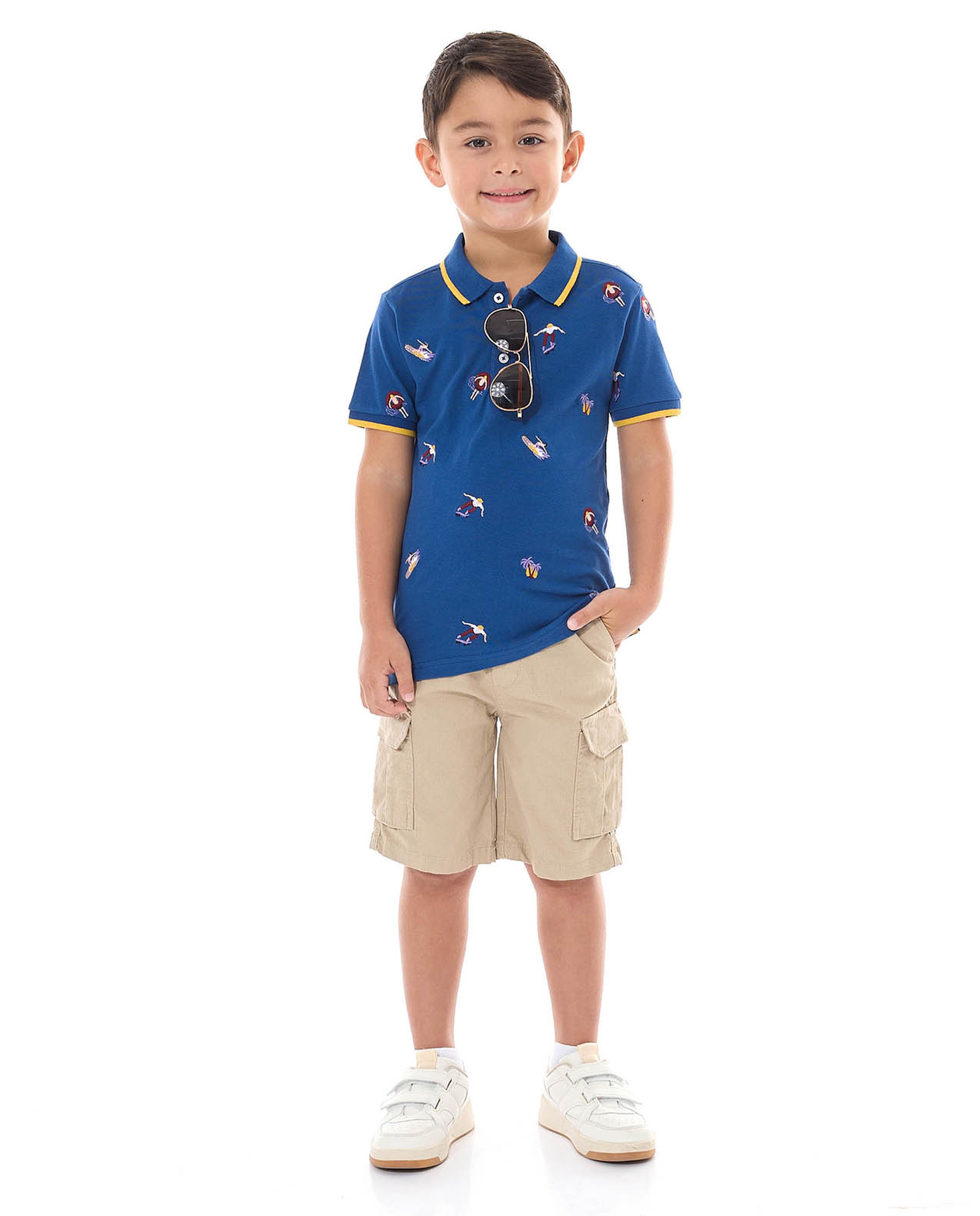 Embroidered Polo T-Shirt with Shirt Sleeves