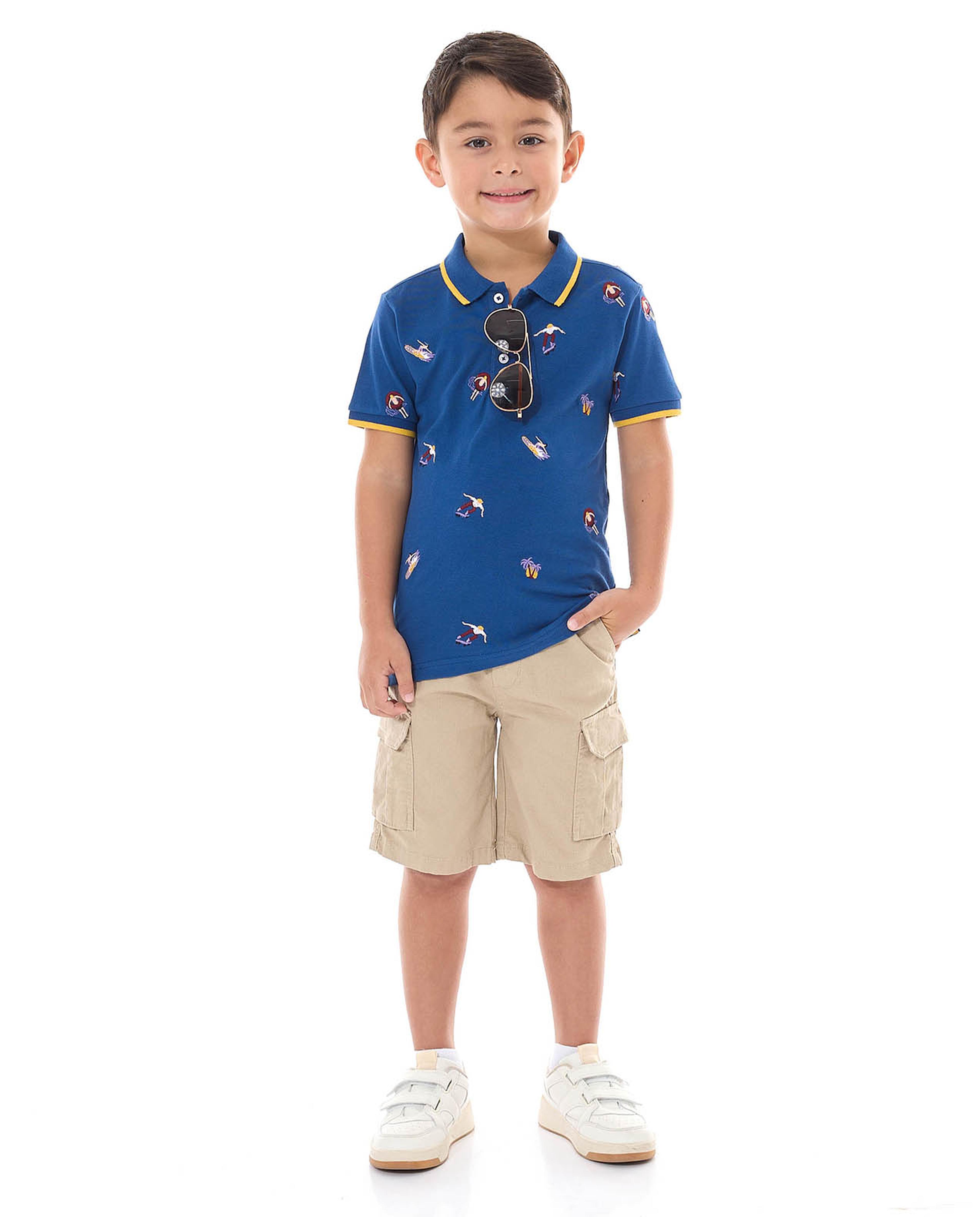 Embroidered Polo T-Shirt with Shirt Sleeves