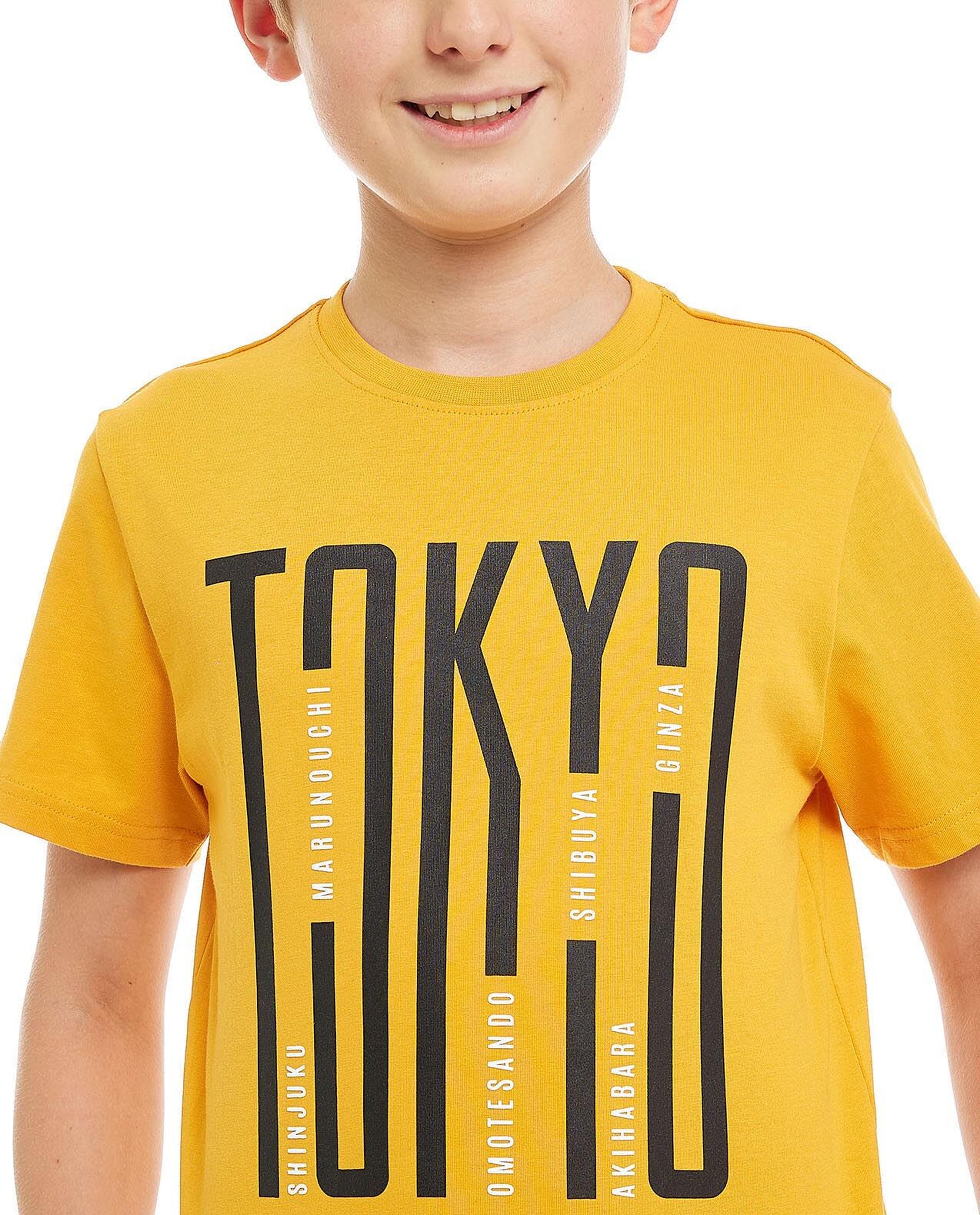 Printed T-Shirt with Crew Neck and Short Sleeves