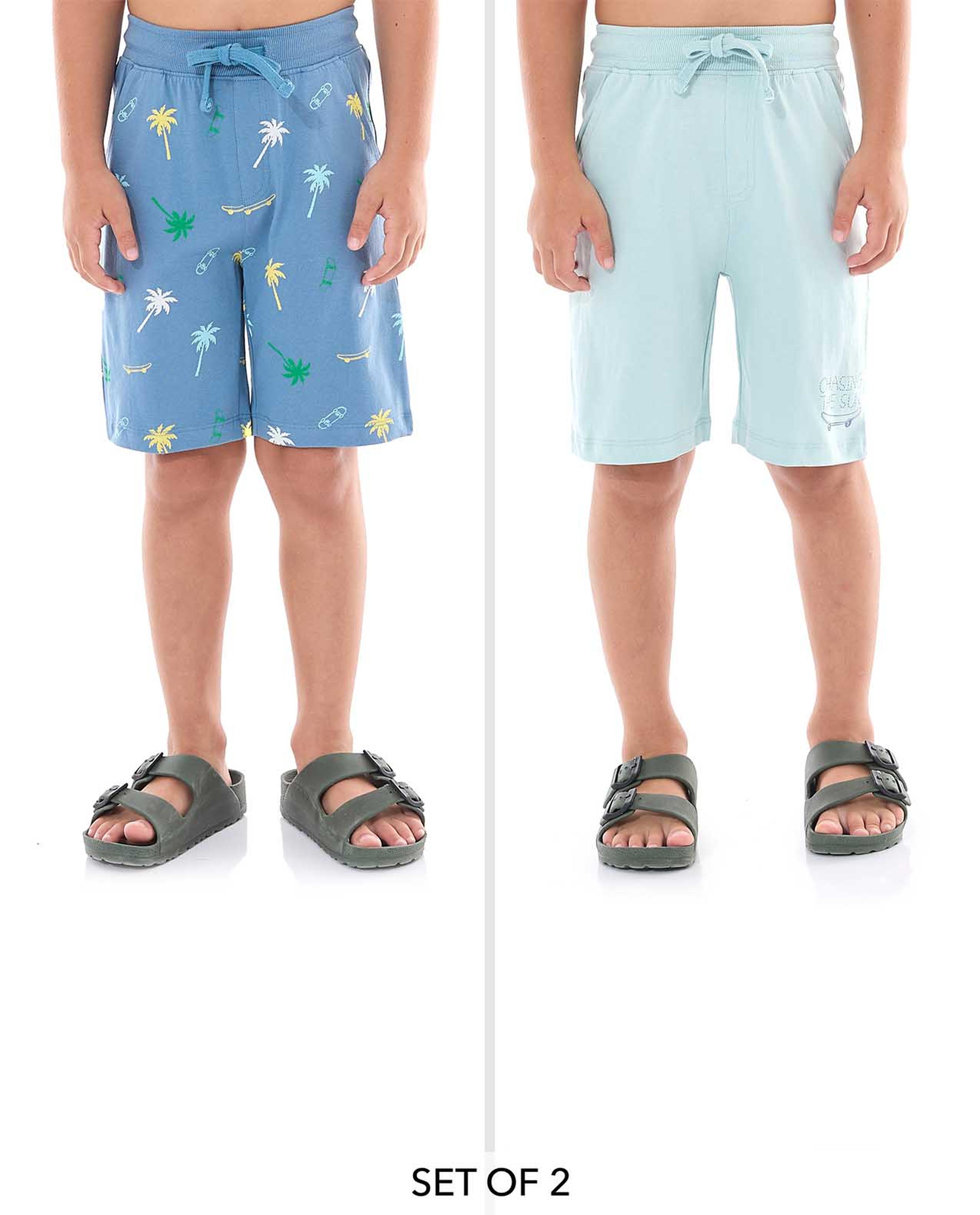 2 Pack Printed Shorts with Drawstring Waist