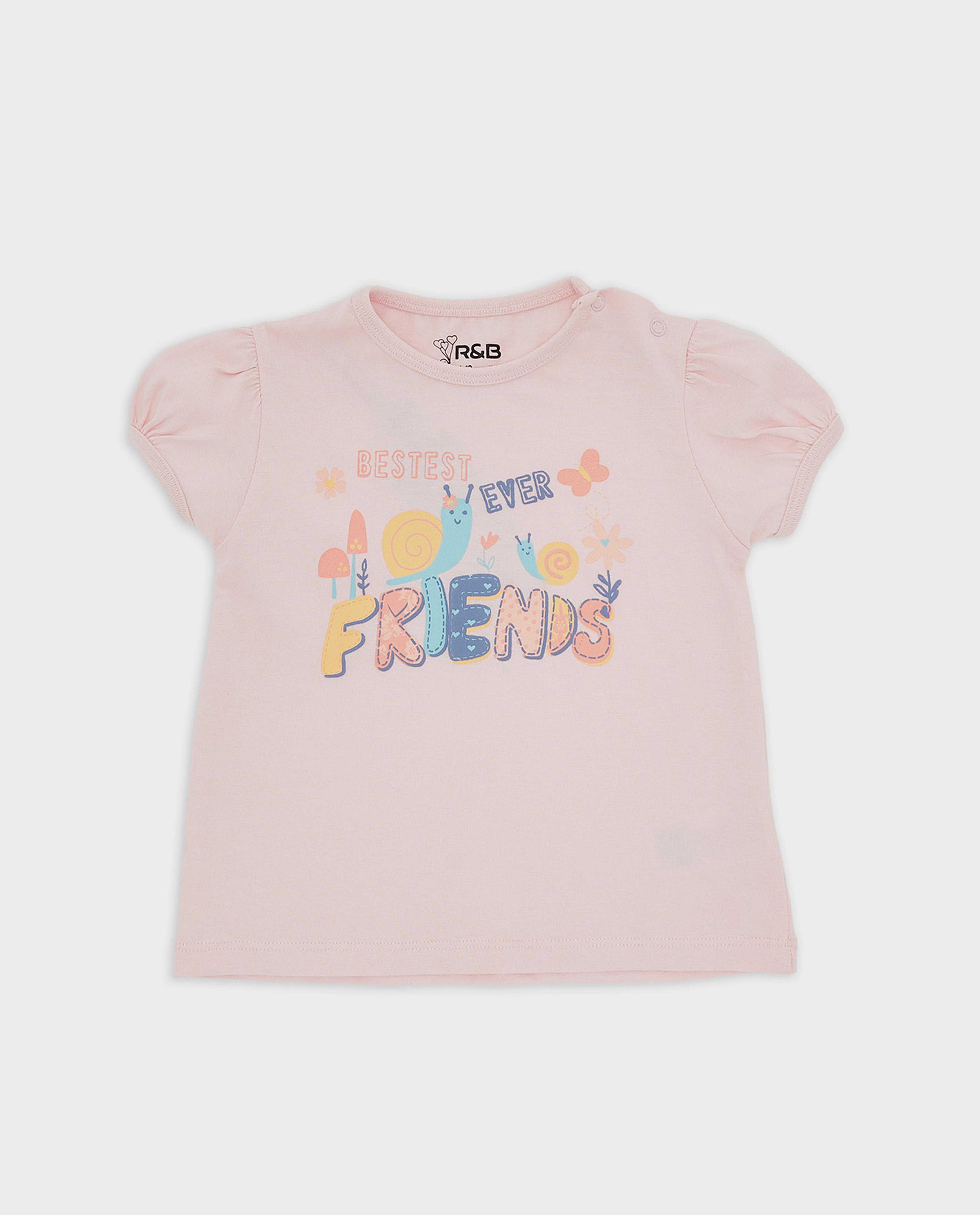 توب بأكمام باف ورقبة مستديرة بطبعة