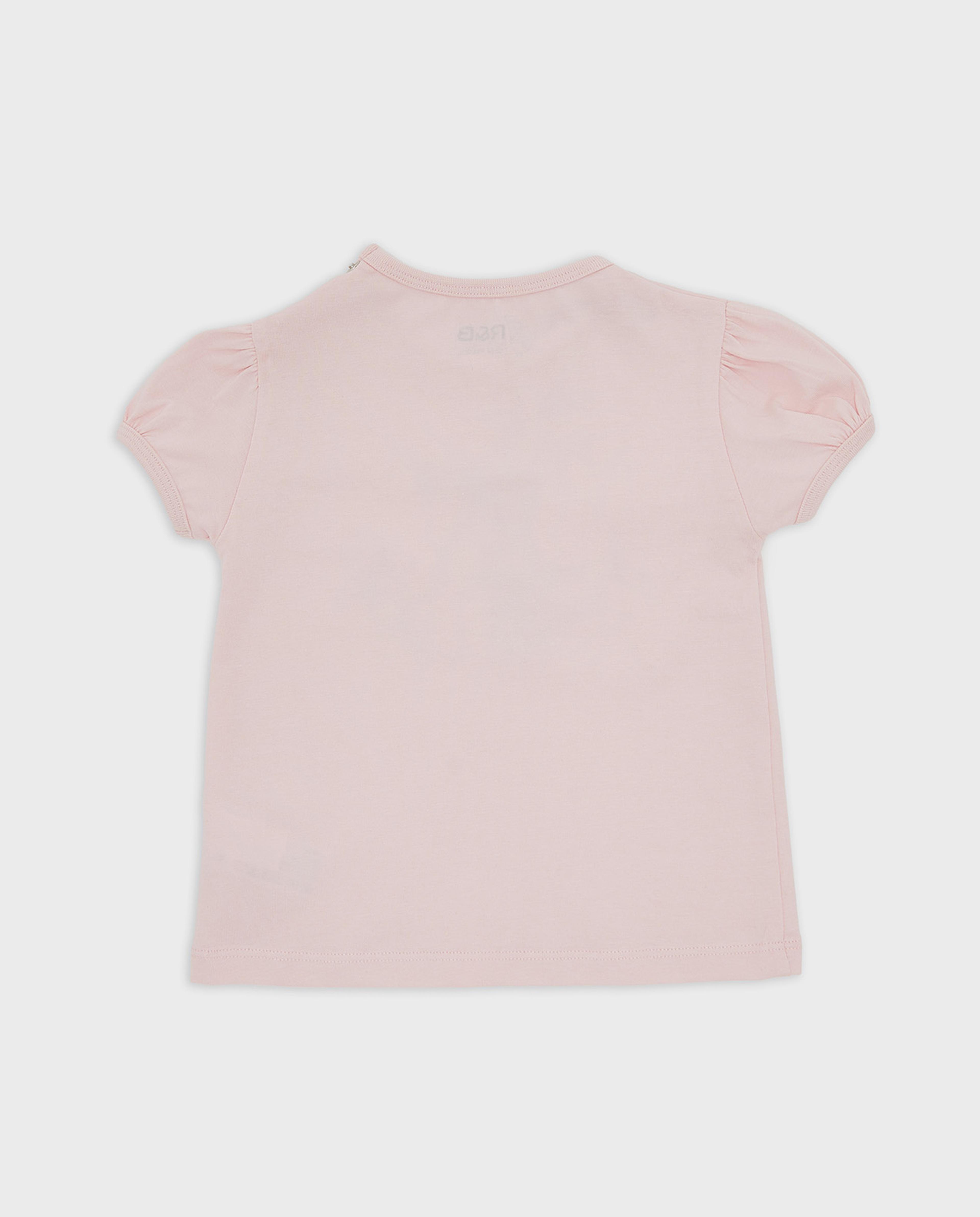 توب بأكمام باف ورقبة مستديرة بطبعة