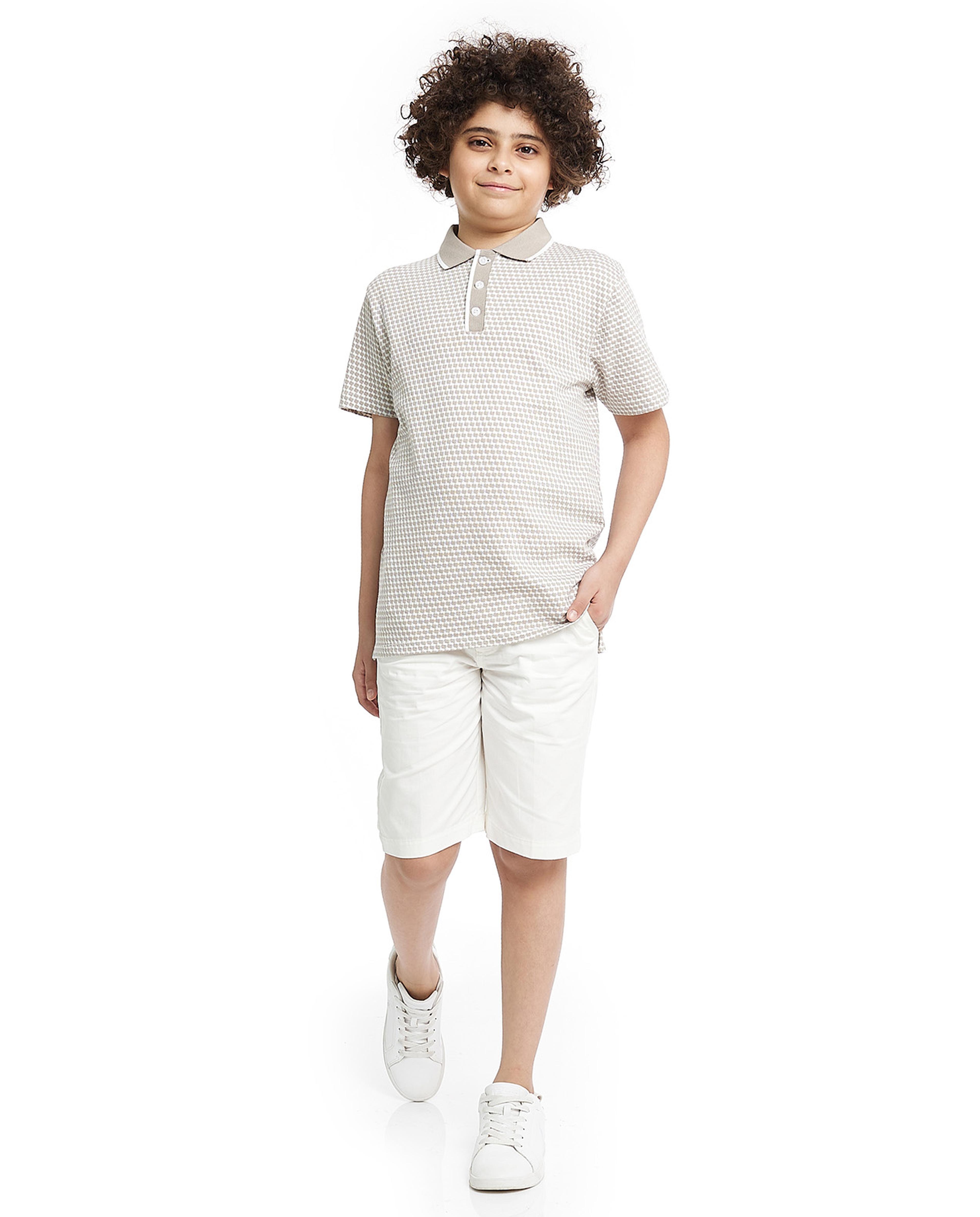 طقم شورت وتيشيرت بولو بطبعة