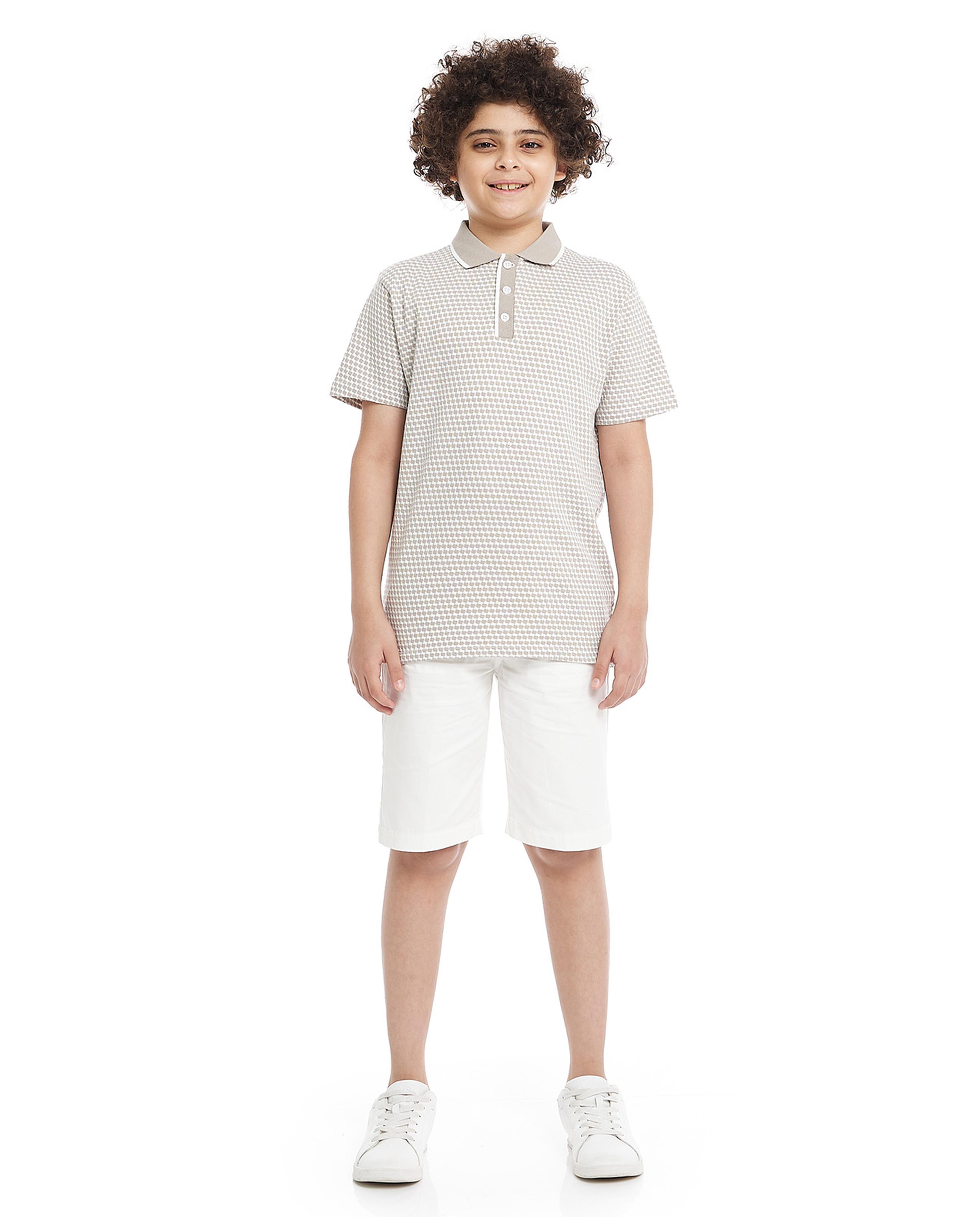 طقم شورت وتيشيرت بولو بطبعة