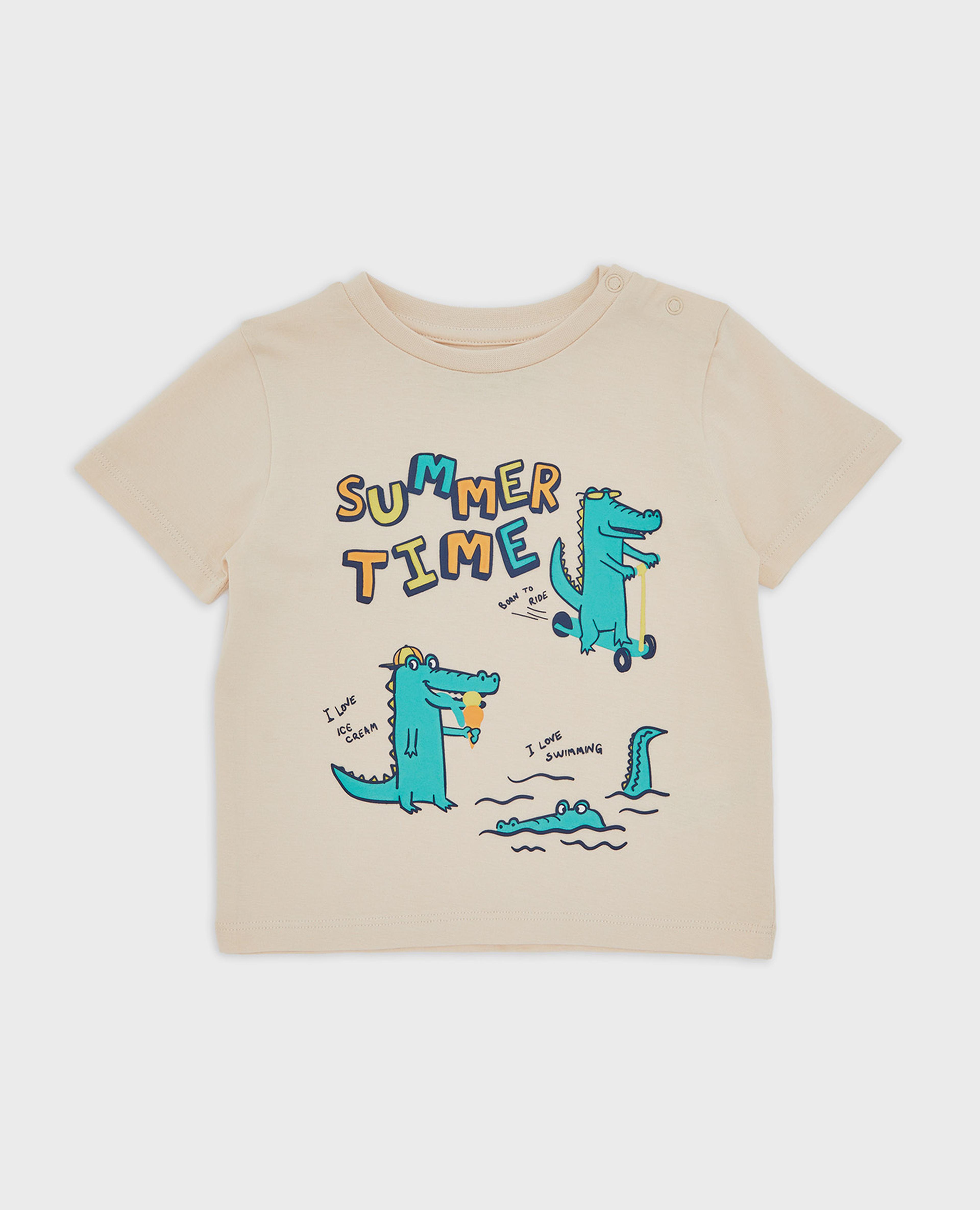 Graphic Print T-Shirt with Crew Neck and Short Sleeves