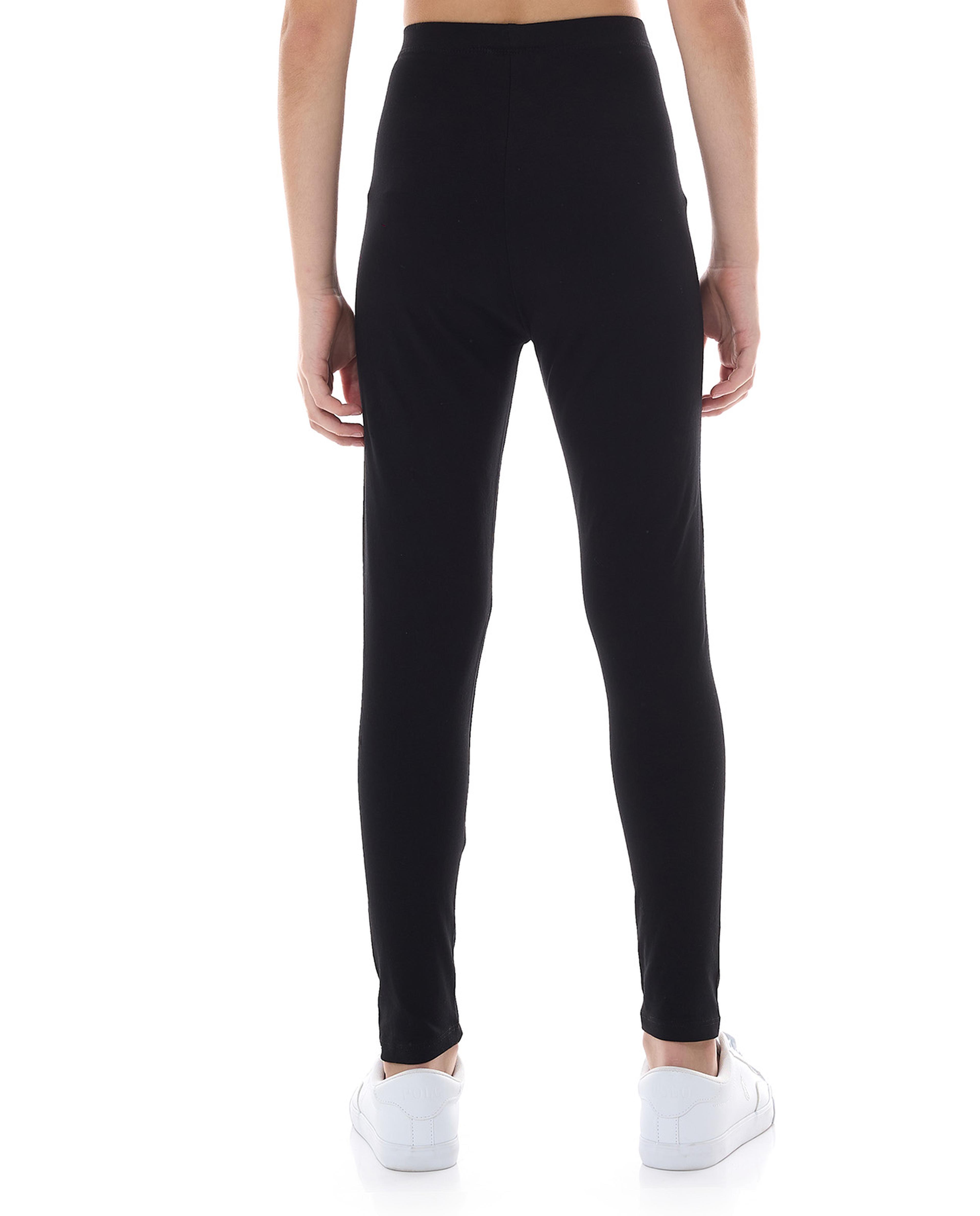 Solid Leggings with Elastic Waist