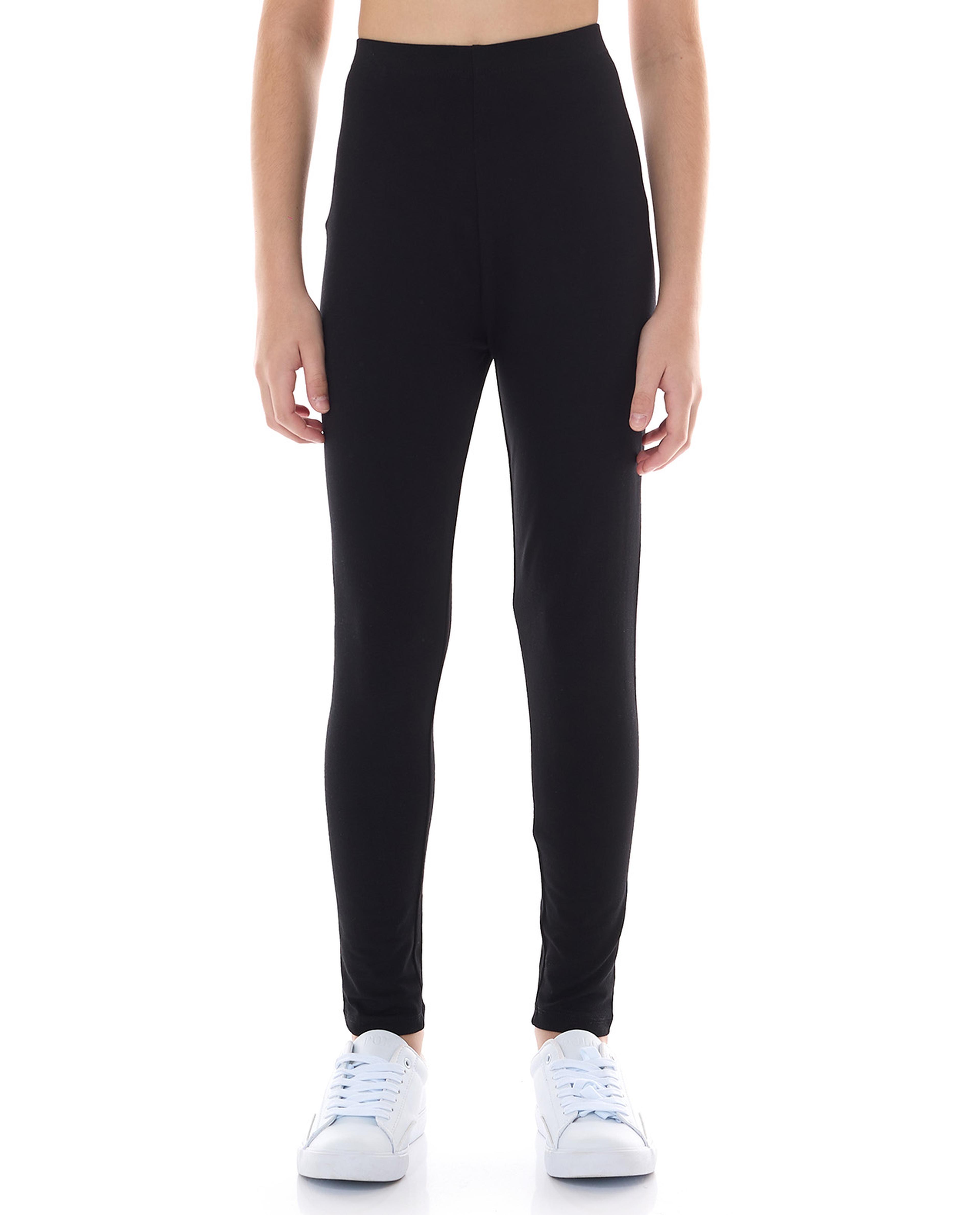 Solid Leggings with Elastic Waist
