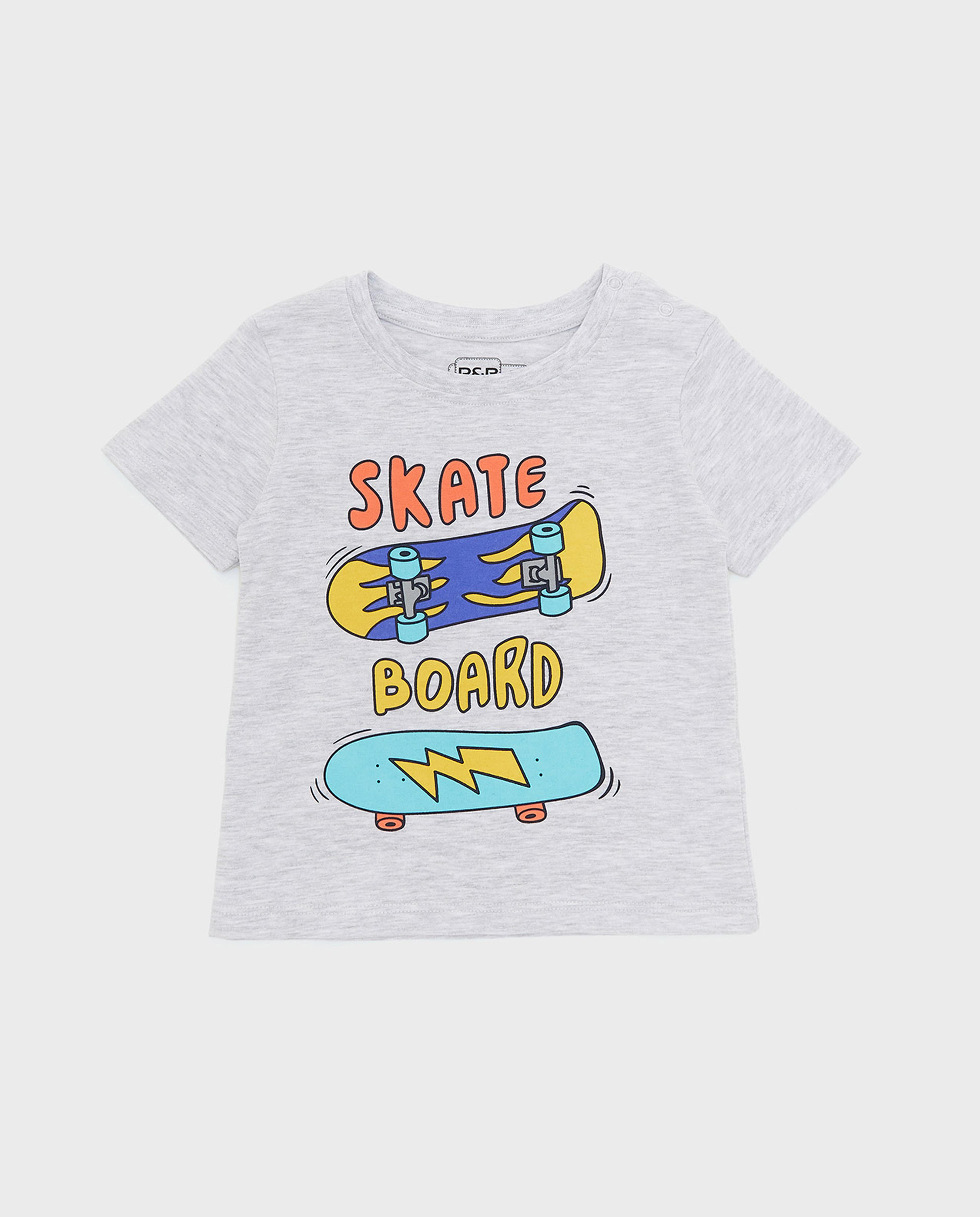Graphic Print T-Shirt with Crew Neck and Short Sleeves