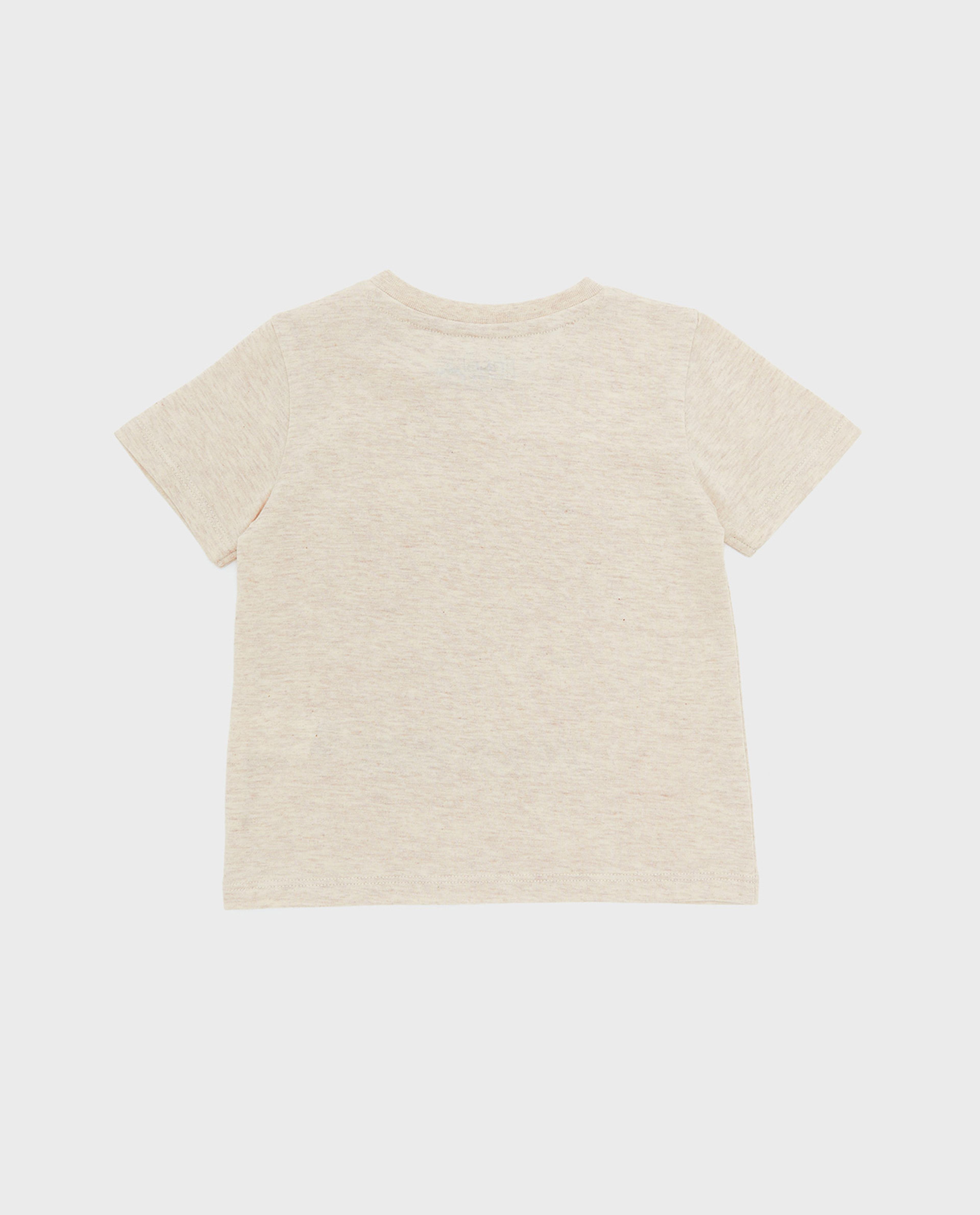 تيشيرت بياقة مستديرة وأكمام قصيرة وطبعة