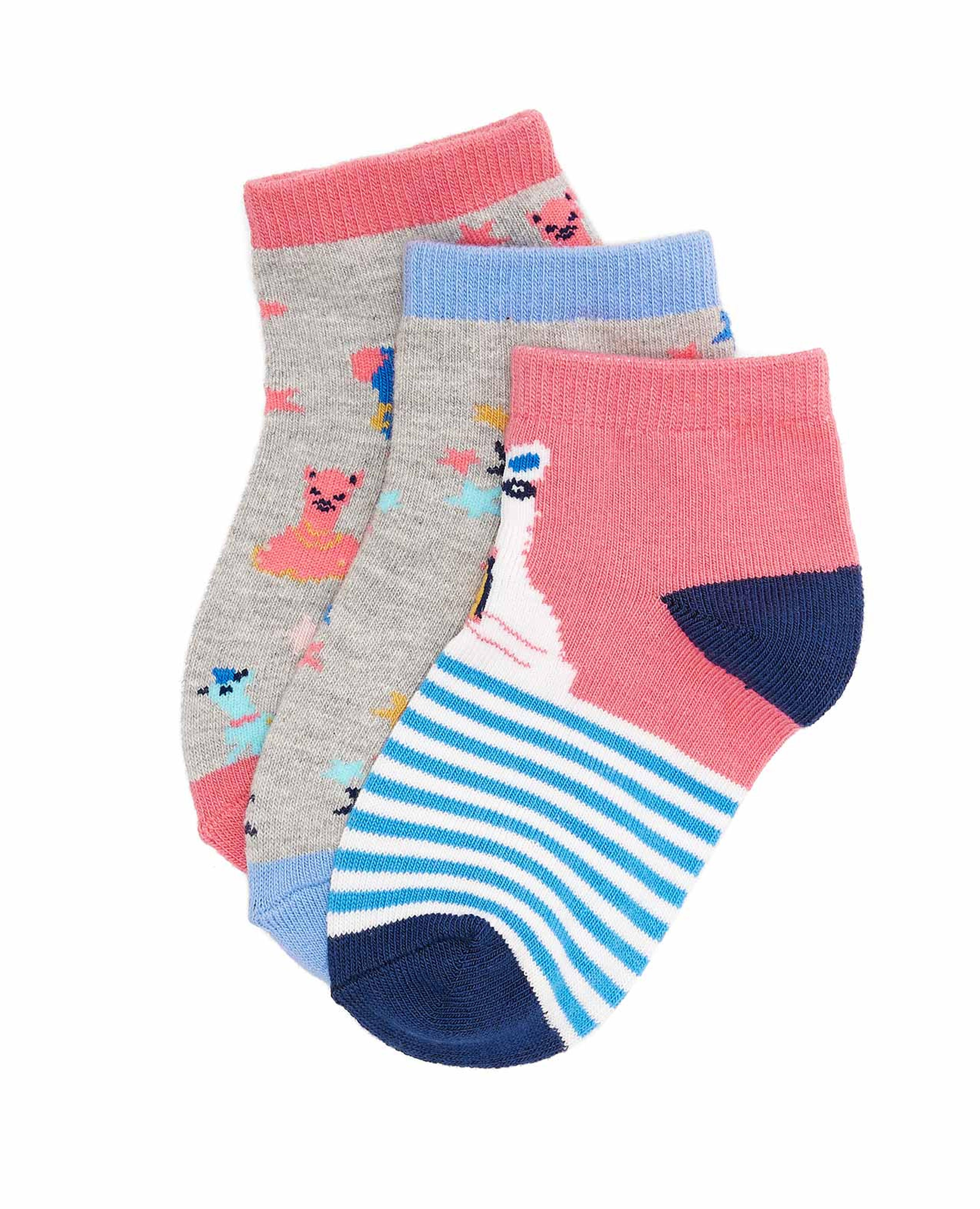 3 Pack Printed Ankle Socks