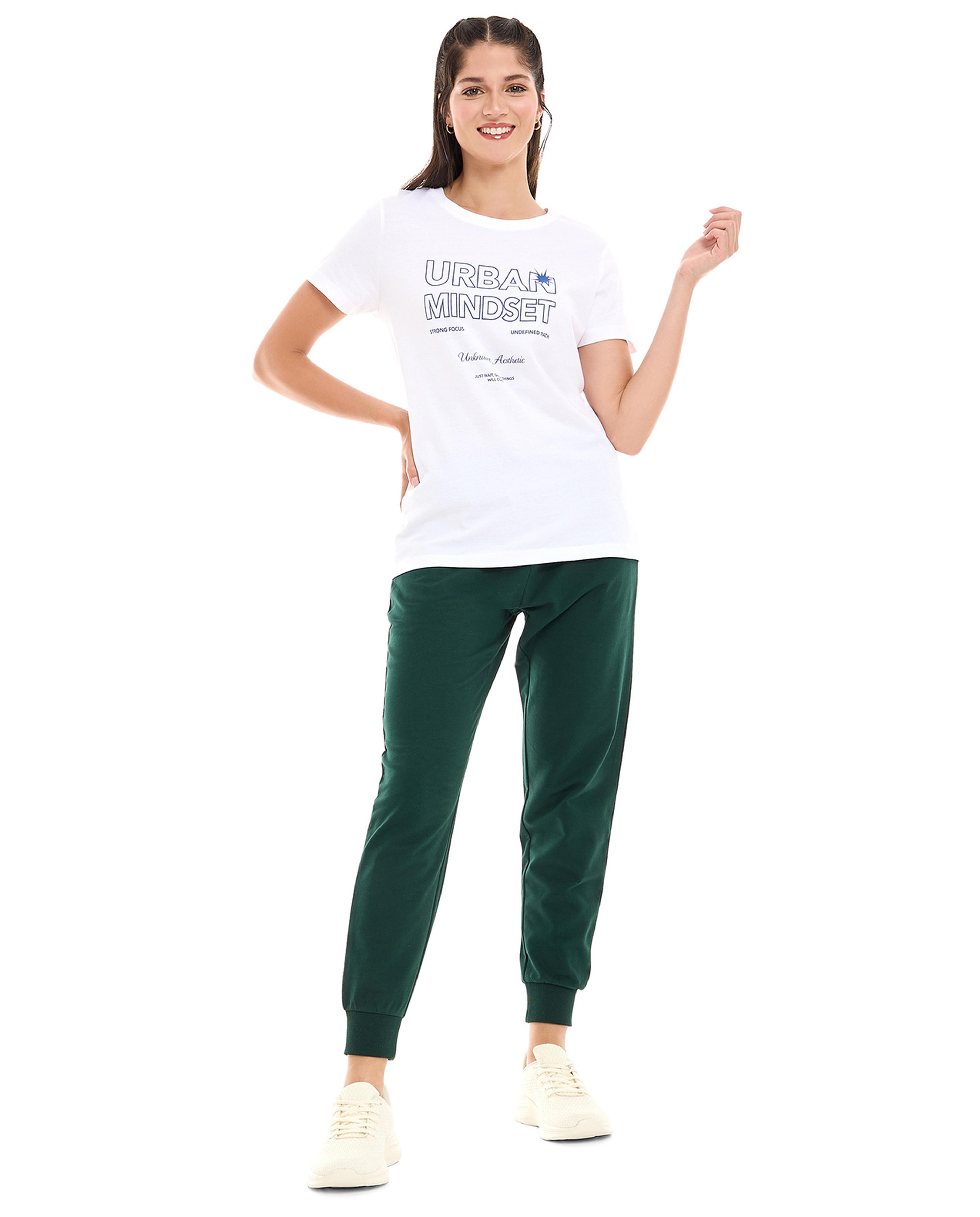 Typography T-Shirt with Crew Neck and Short Sleeves