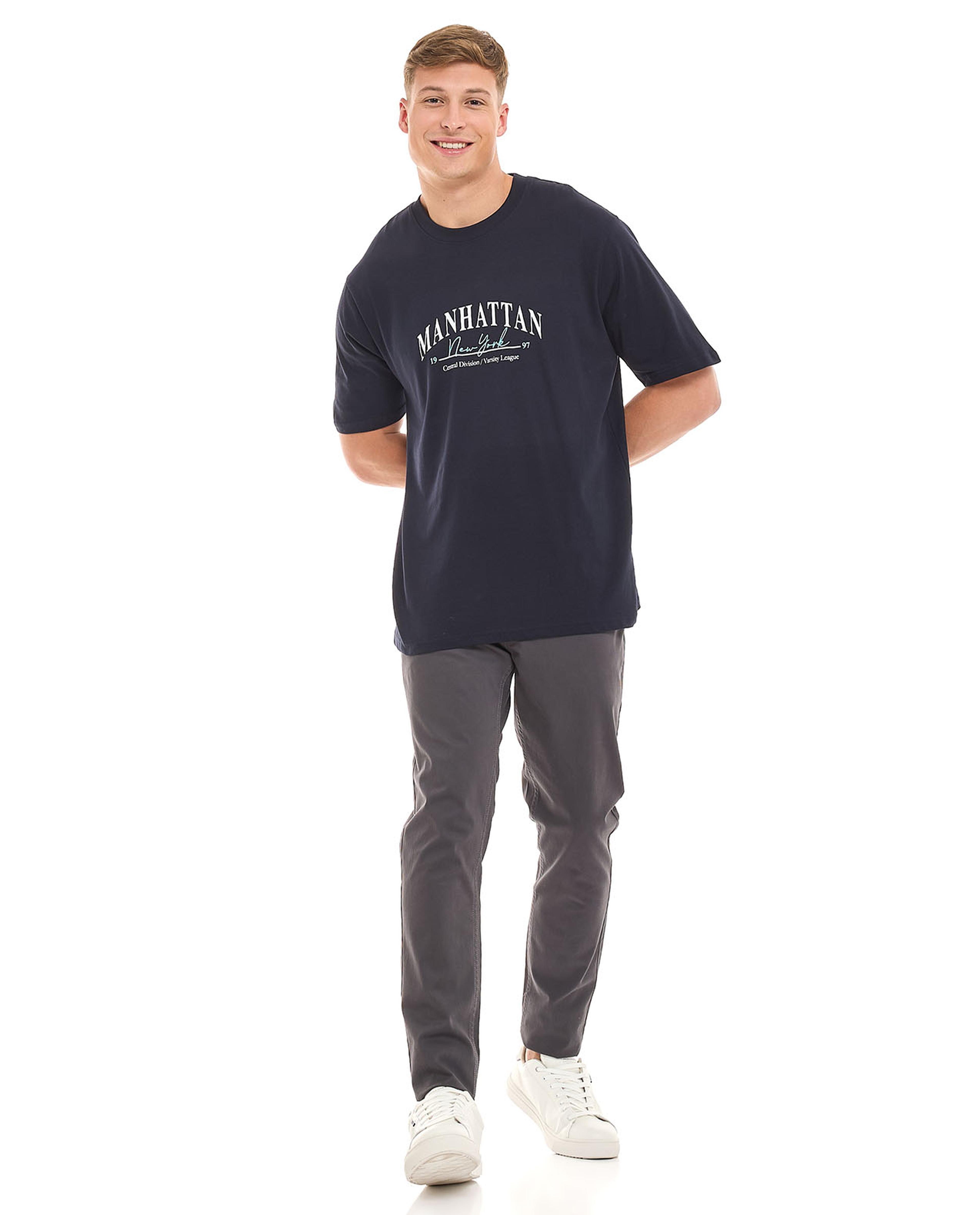 تيشيرت باكمام طويلة ورقبة مستديرة