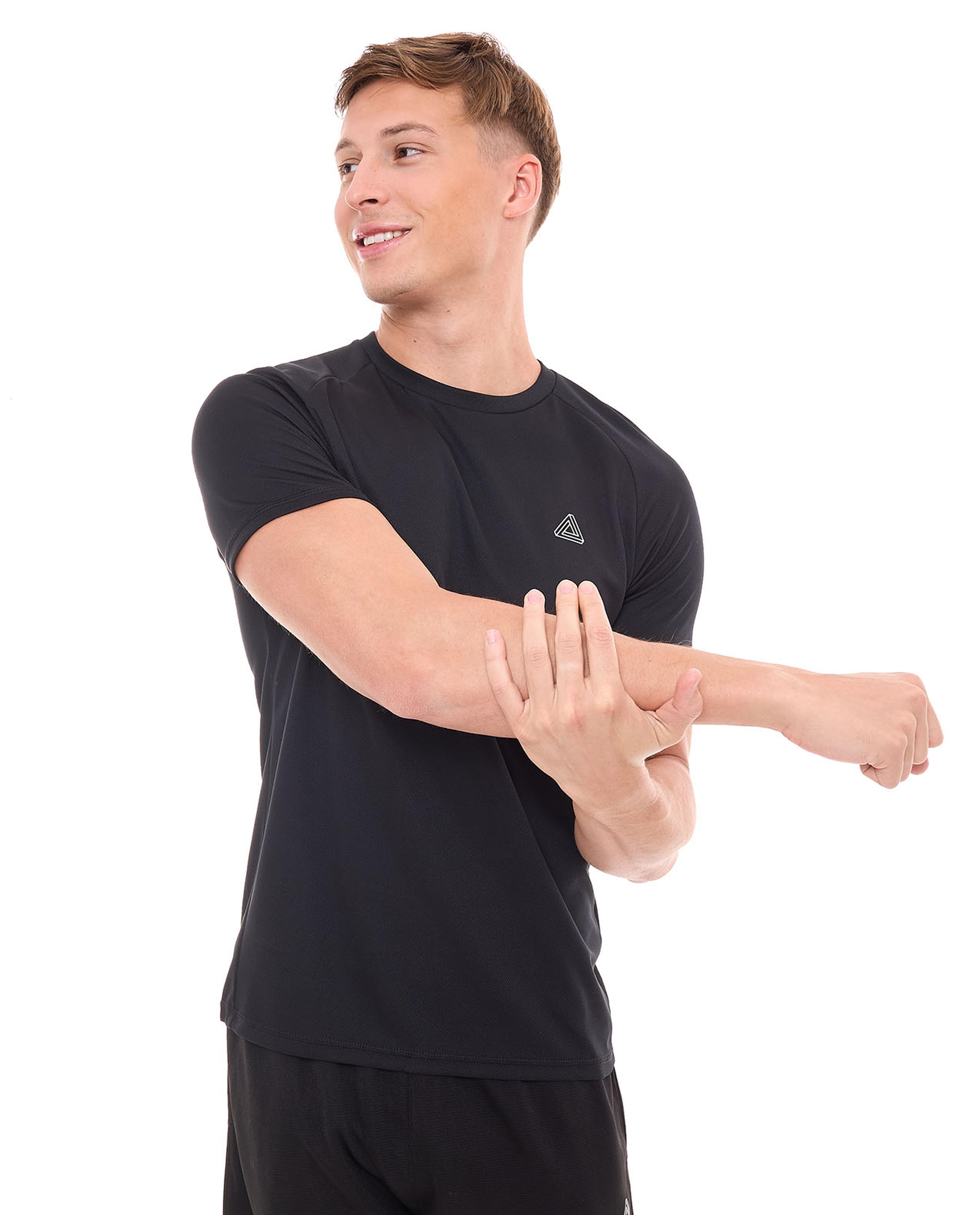 تيشيرت رياضي سادة باكمام قصيرة ورقبة مستديرة