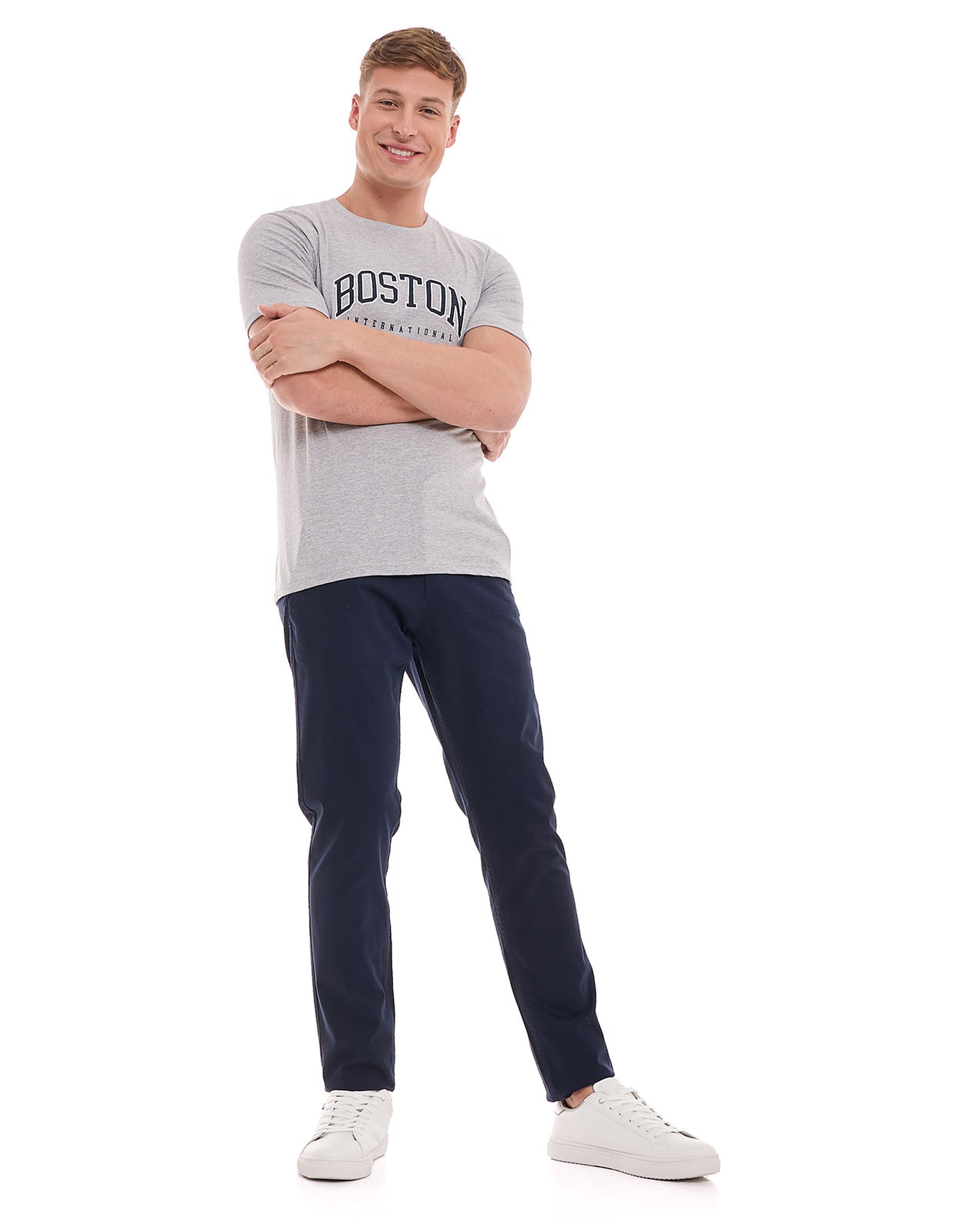 تيشيرت باكمام طويلة ورقبة مستديرة