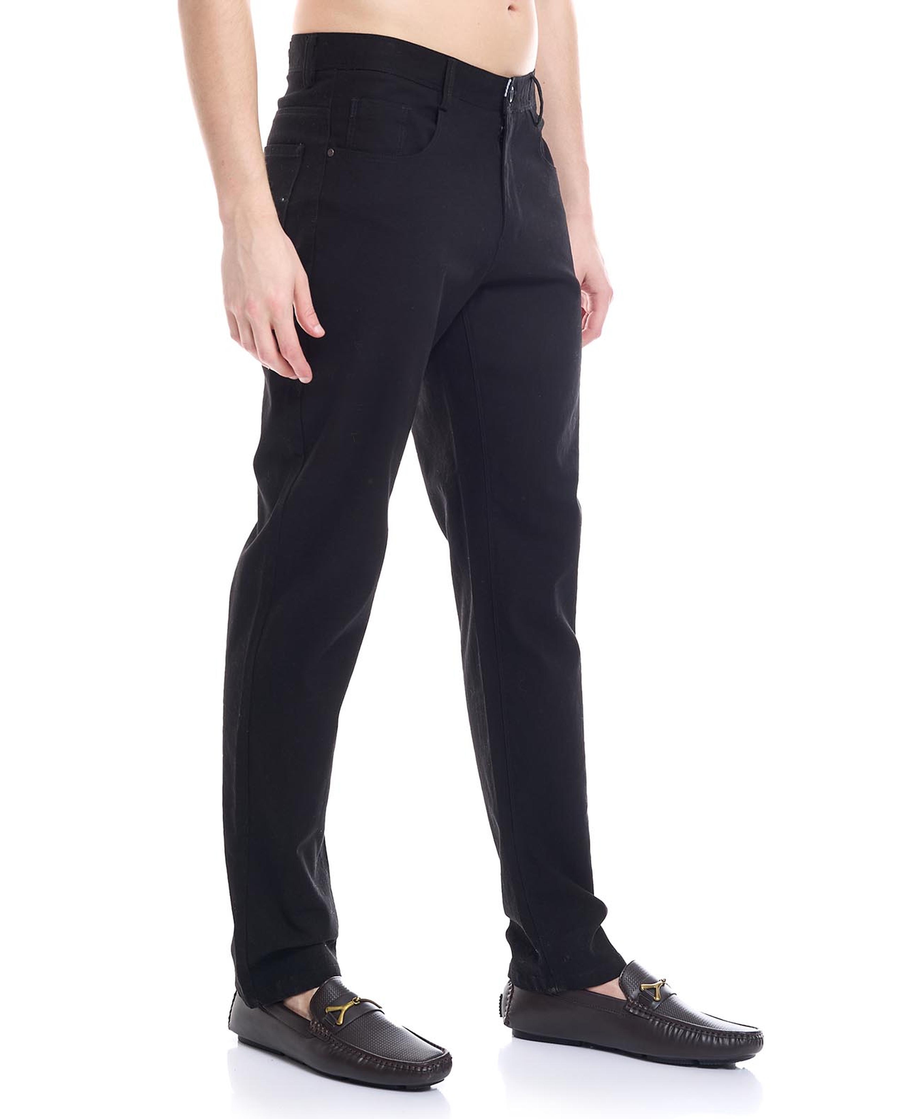 Solid Trousers with Button Closure