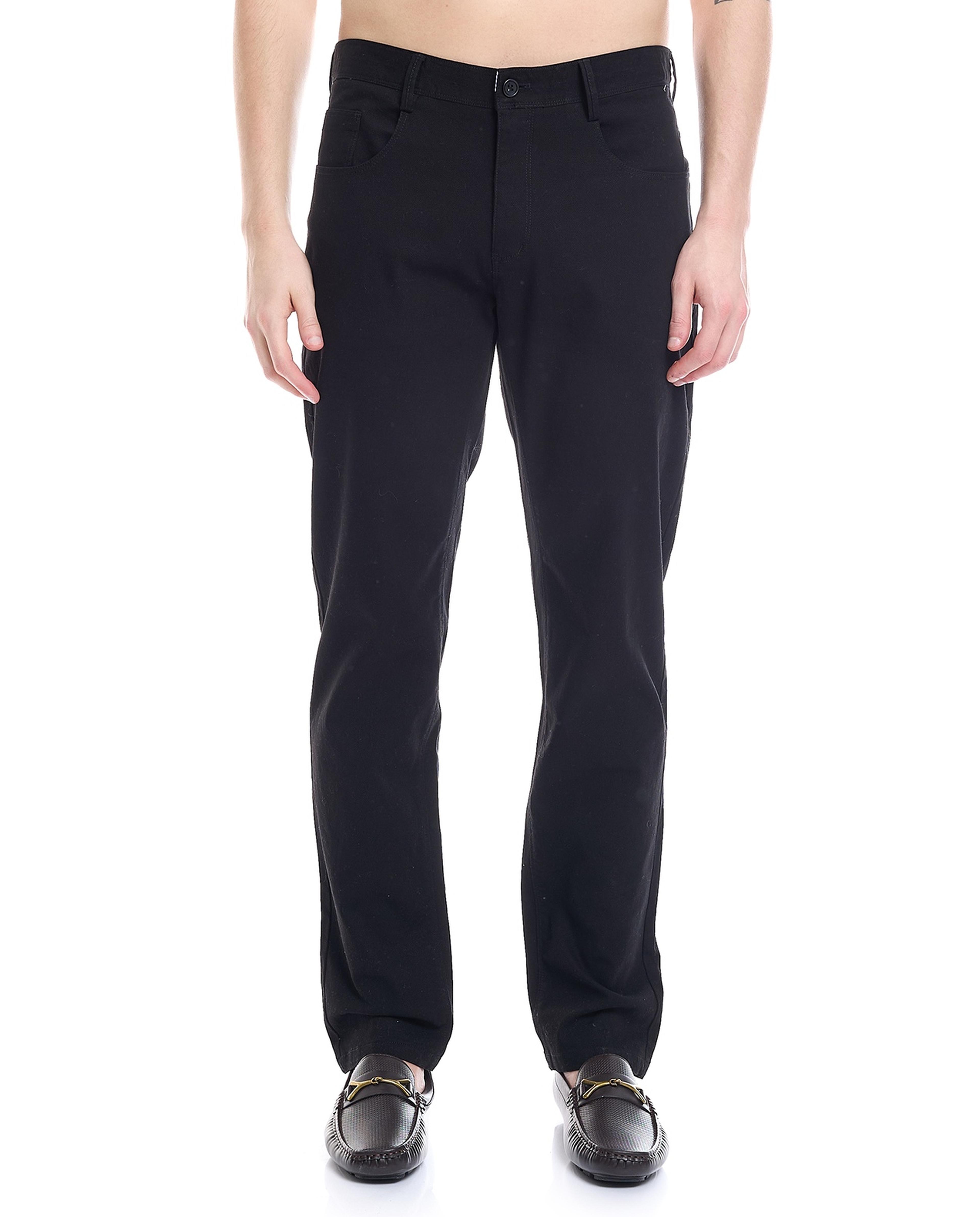 Solid Trousers with Button Closure