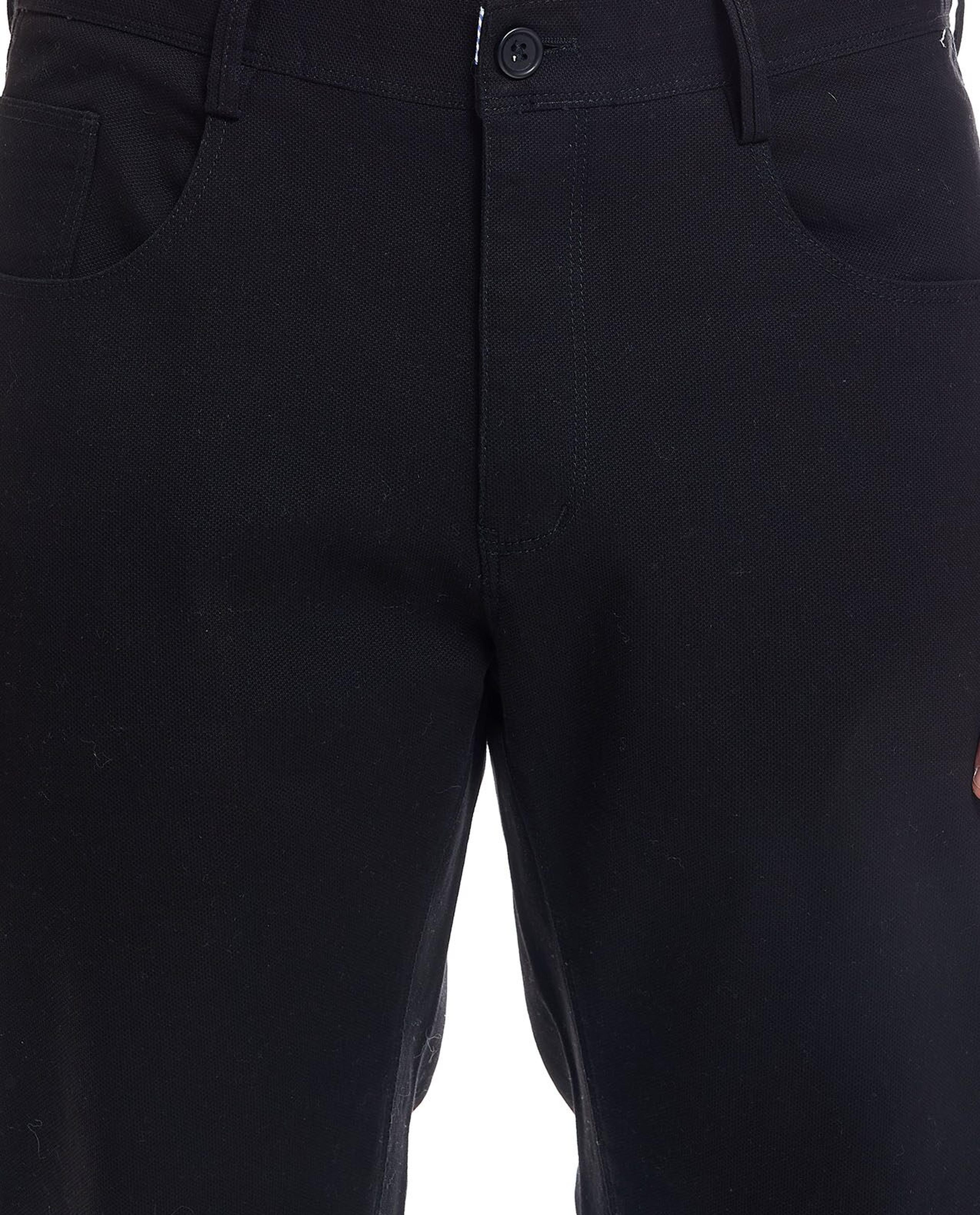 Solid Trousers with Button Closure