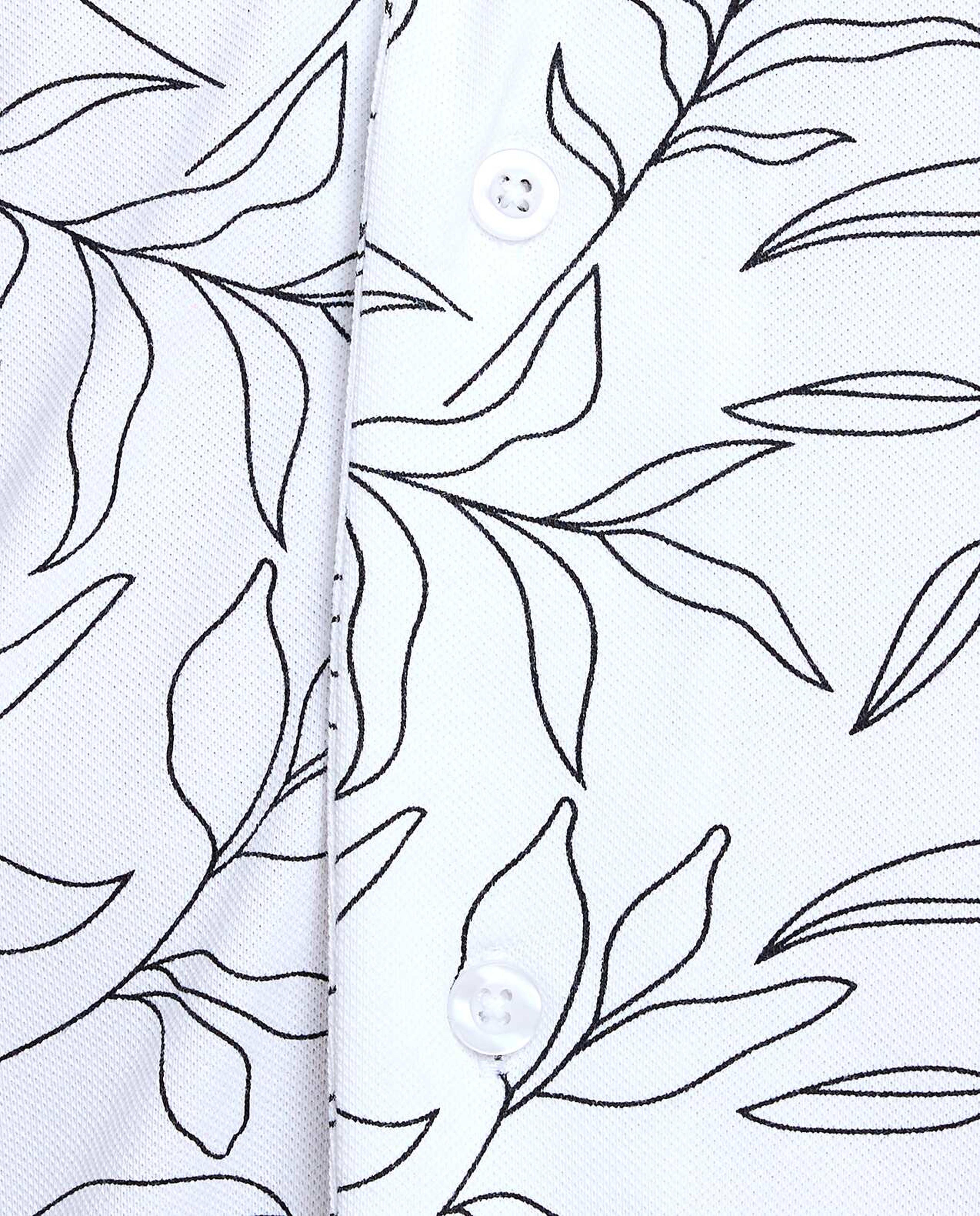 Printed Shirt with Revere Collar and Short Sleeves