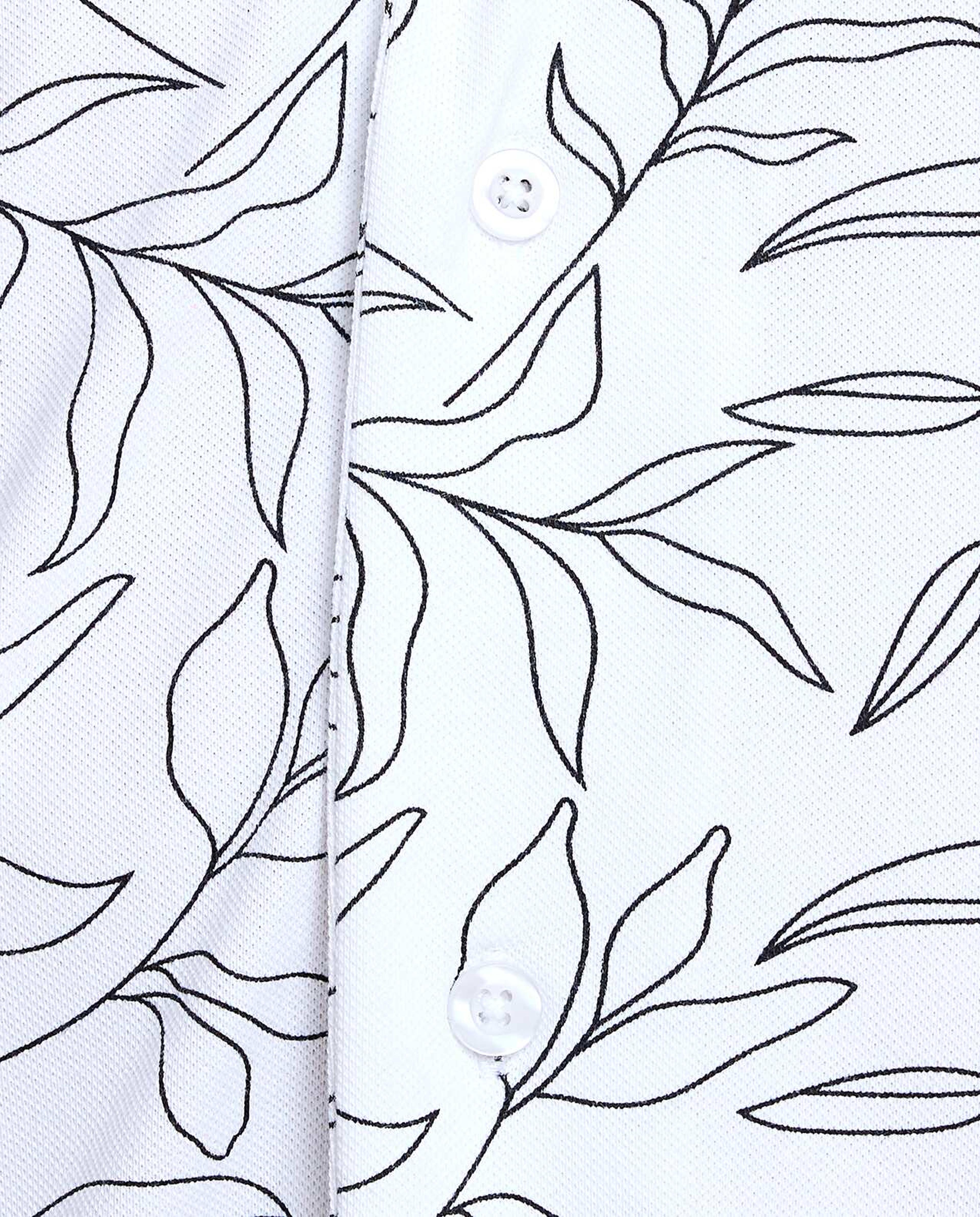 Printed Shirt with Revere Collar and Short Sleeves