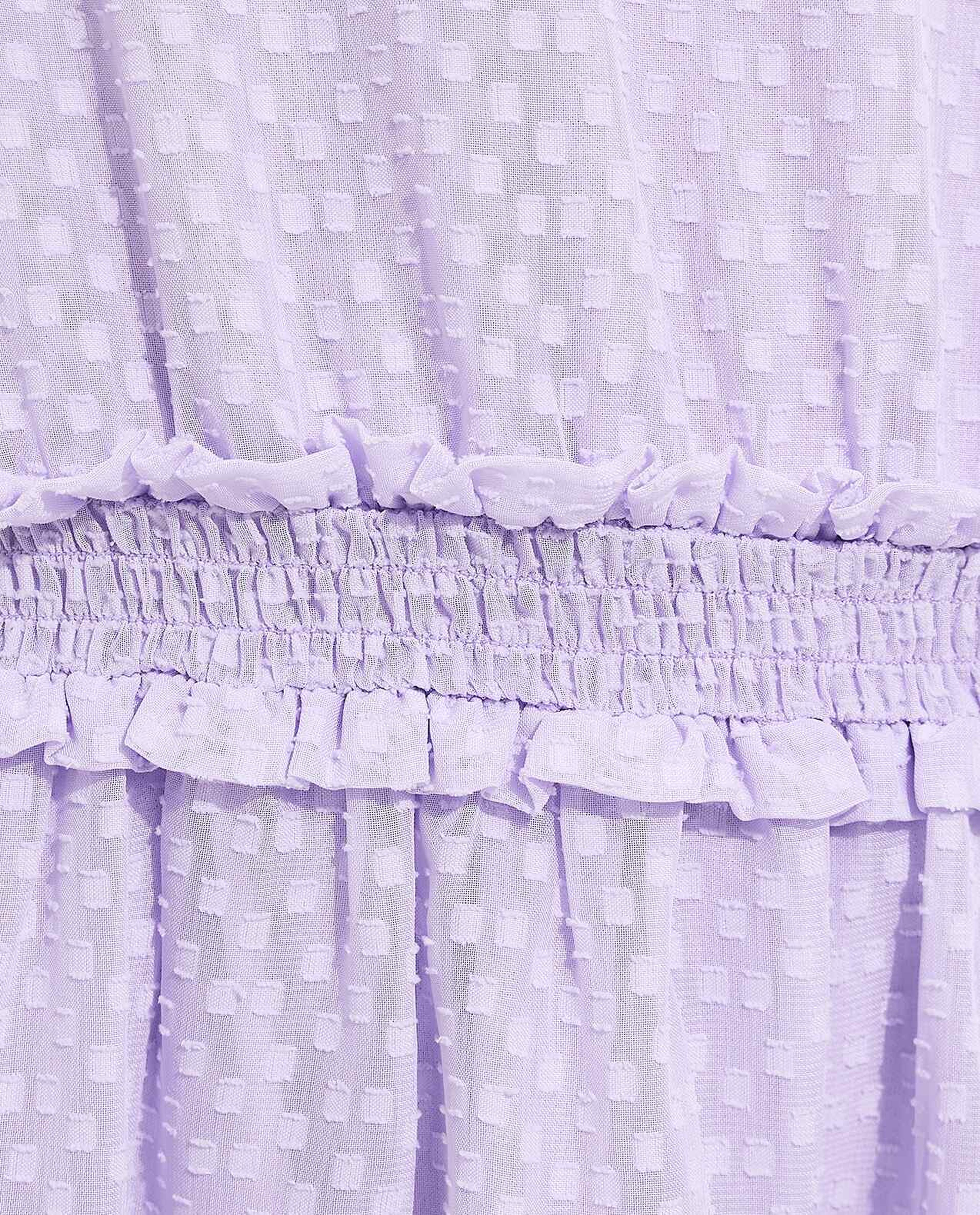 Self Design Tiered Dress with Flared Sleeves