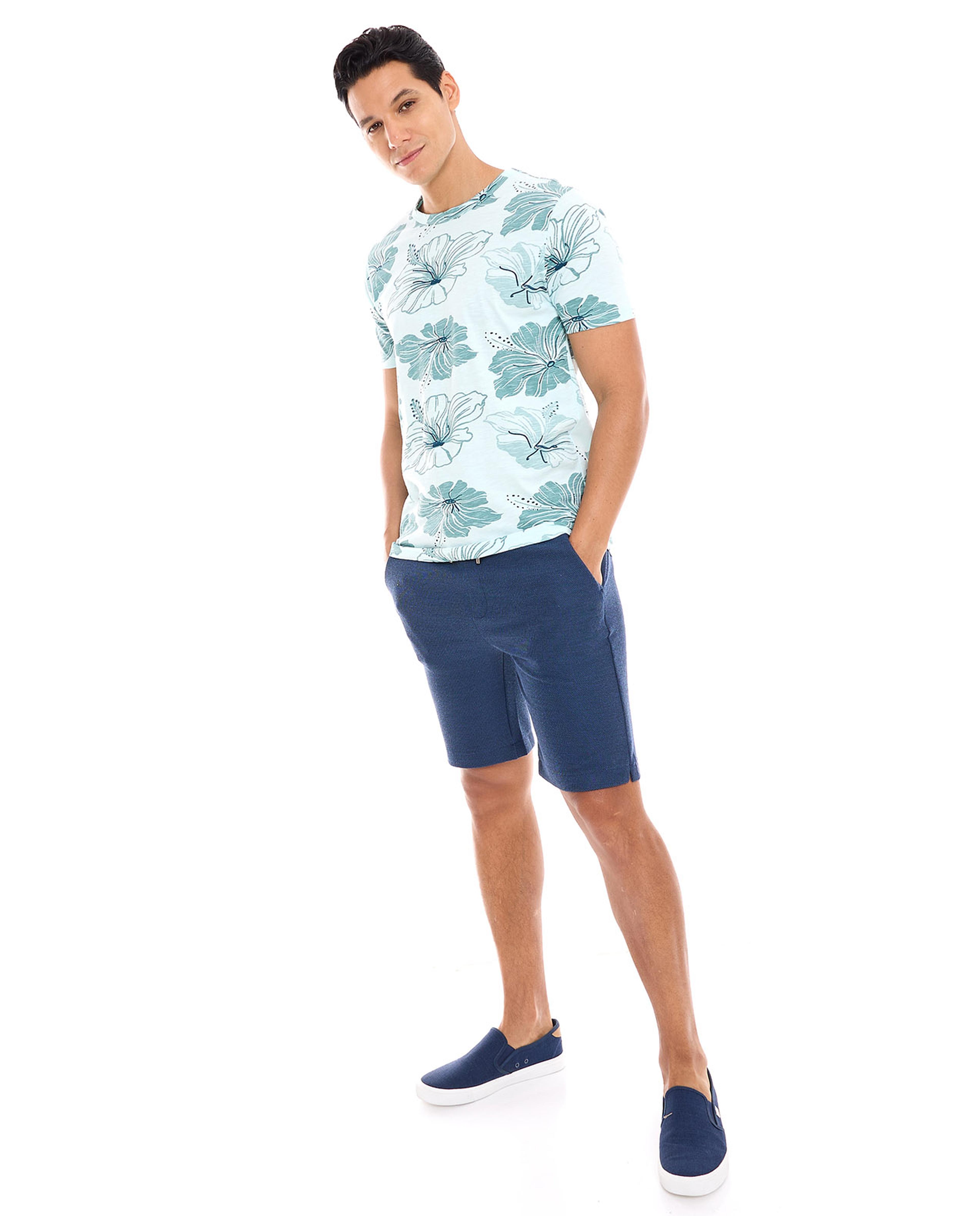 تيشيرت  بطبعة زهور بأكمام قصيرة