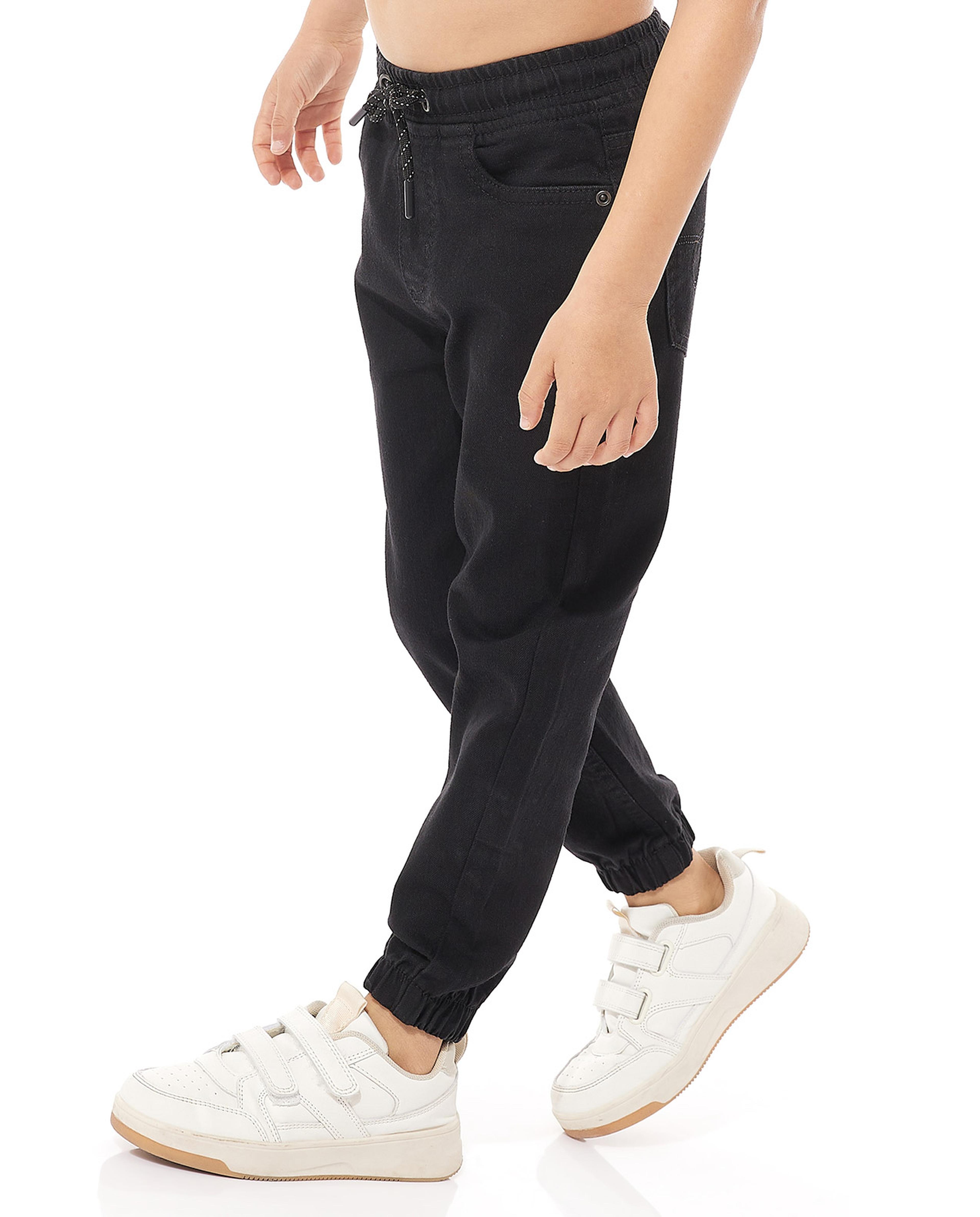 بنطال جينز جوغر سادة برباط على الخصر