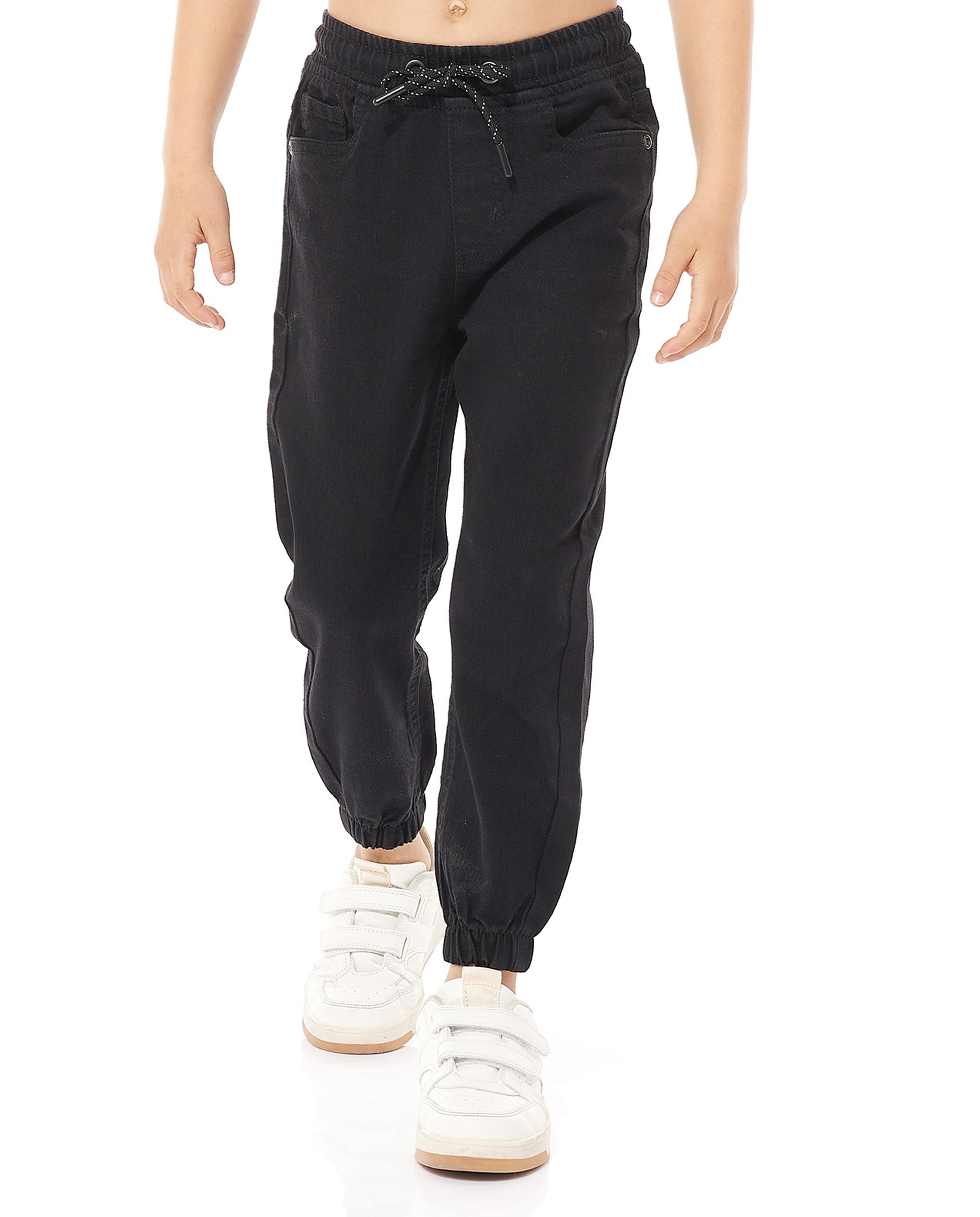 بنطال جينز جوغر سادة برباط على الخصر