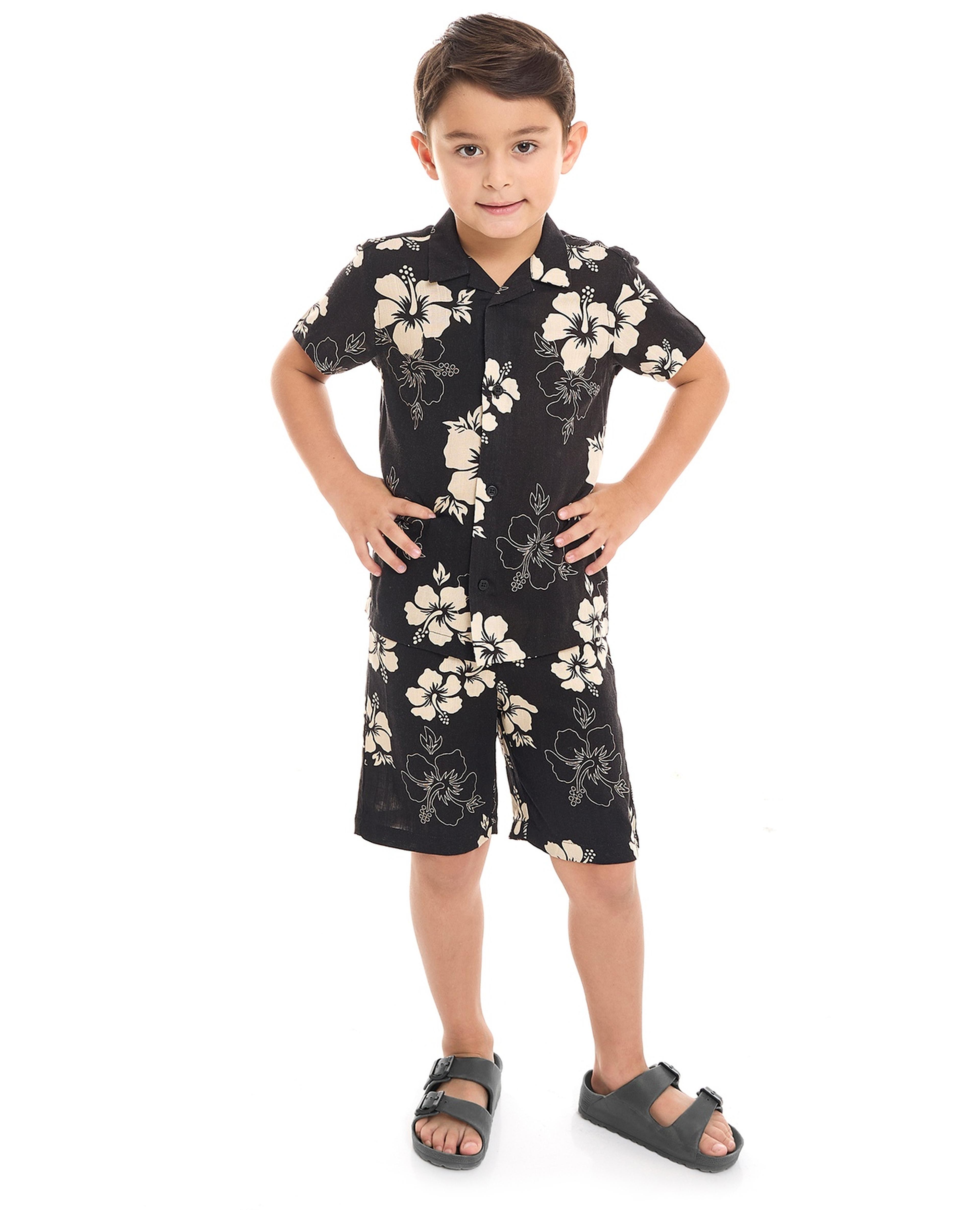 Floral Print Shirt and Shorts Set