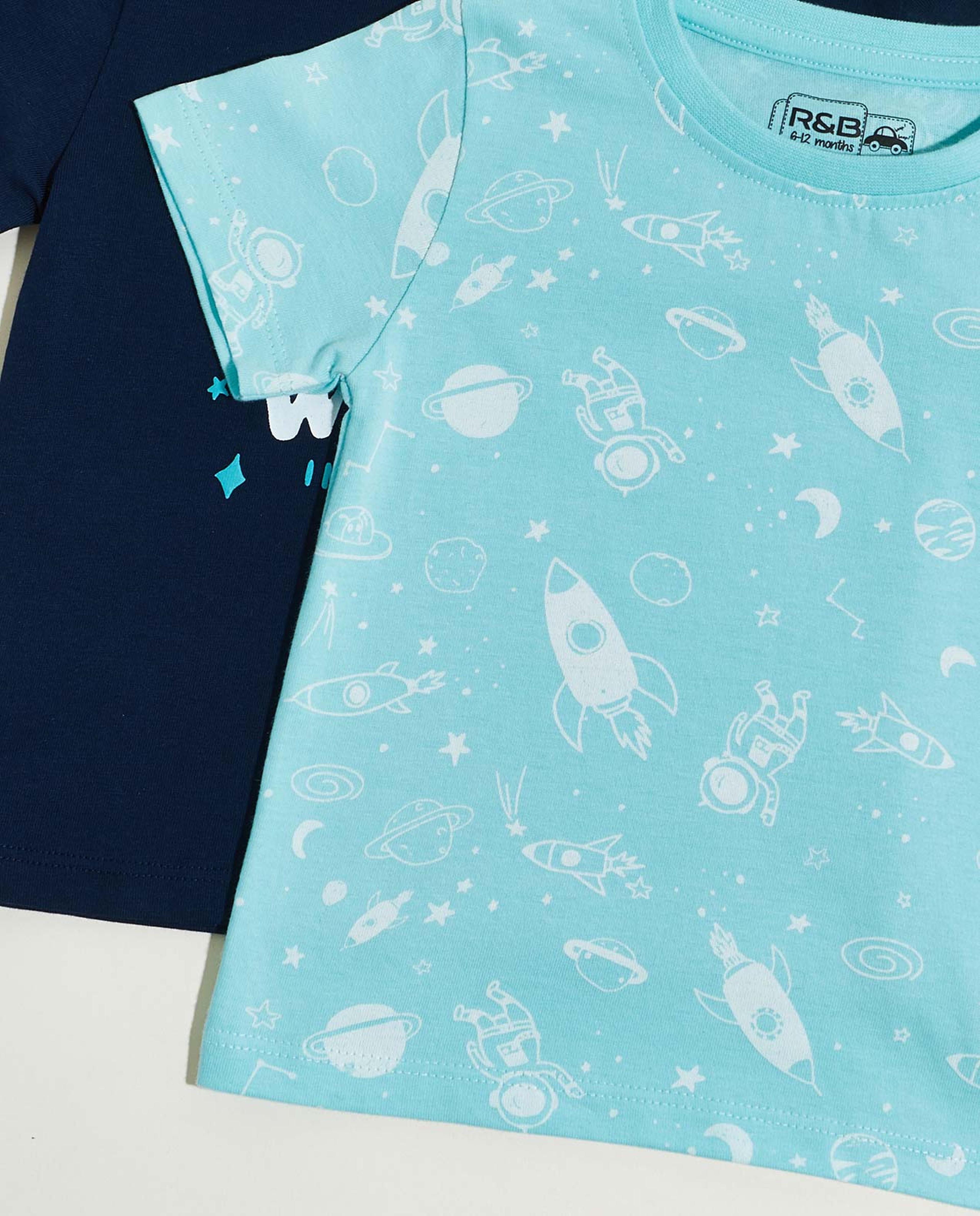 2 Pack Printed T-Shirts with Short Sleeves