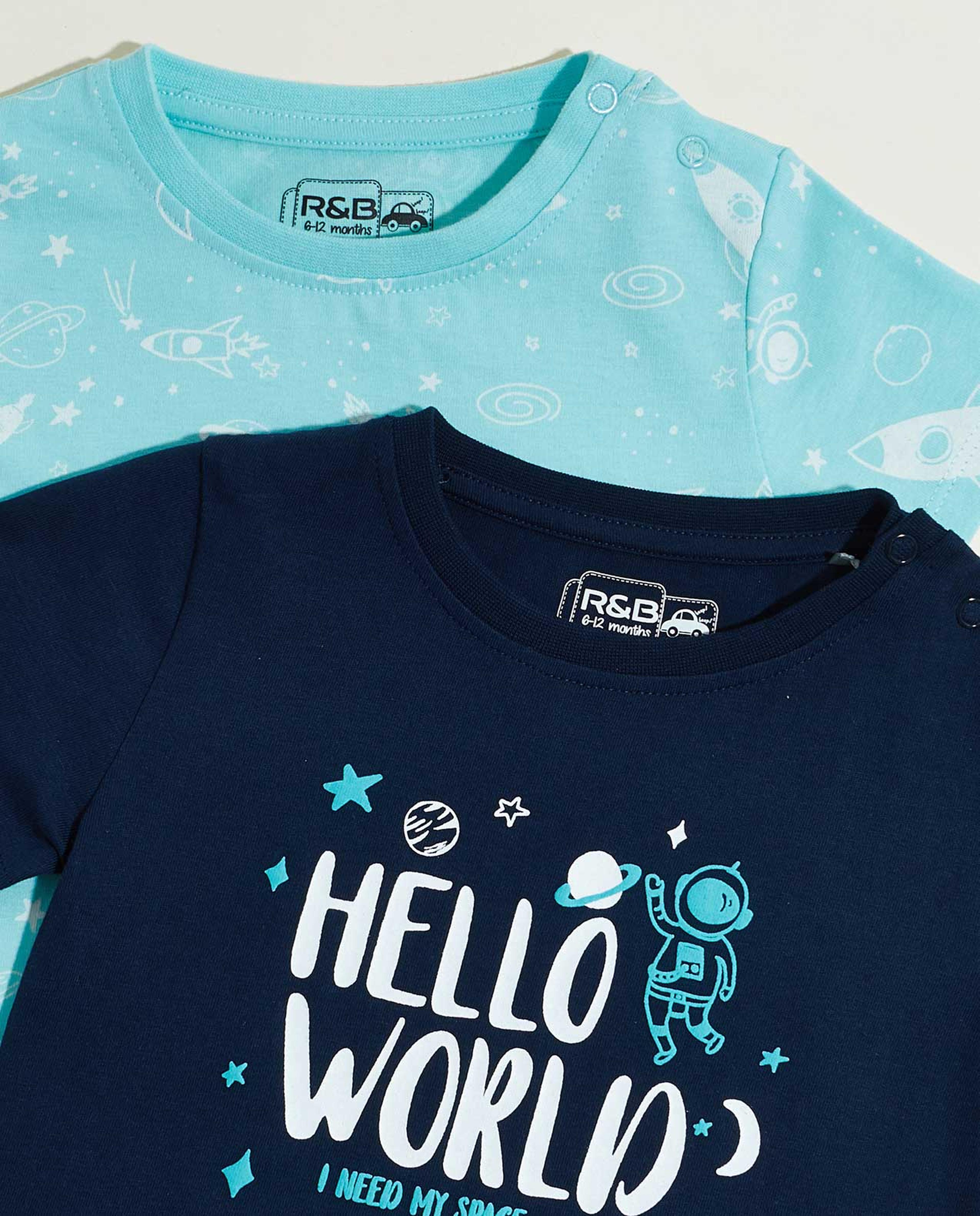 2 Pack Printed T-Shirts with Short Sleeves