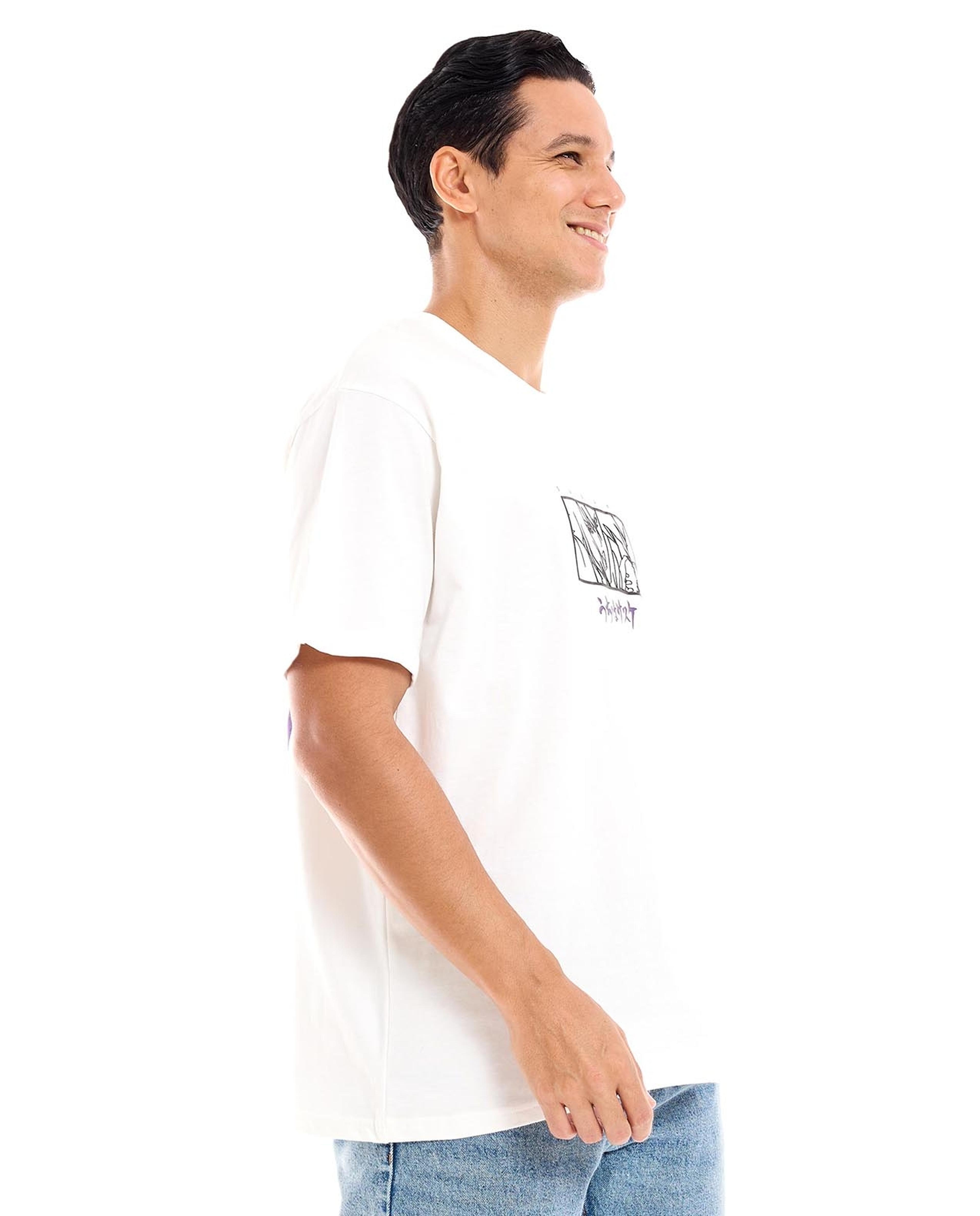 Graphic Print T-Shirt with Crew Neck and Short Sleeves