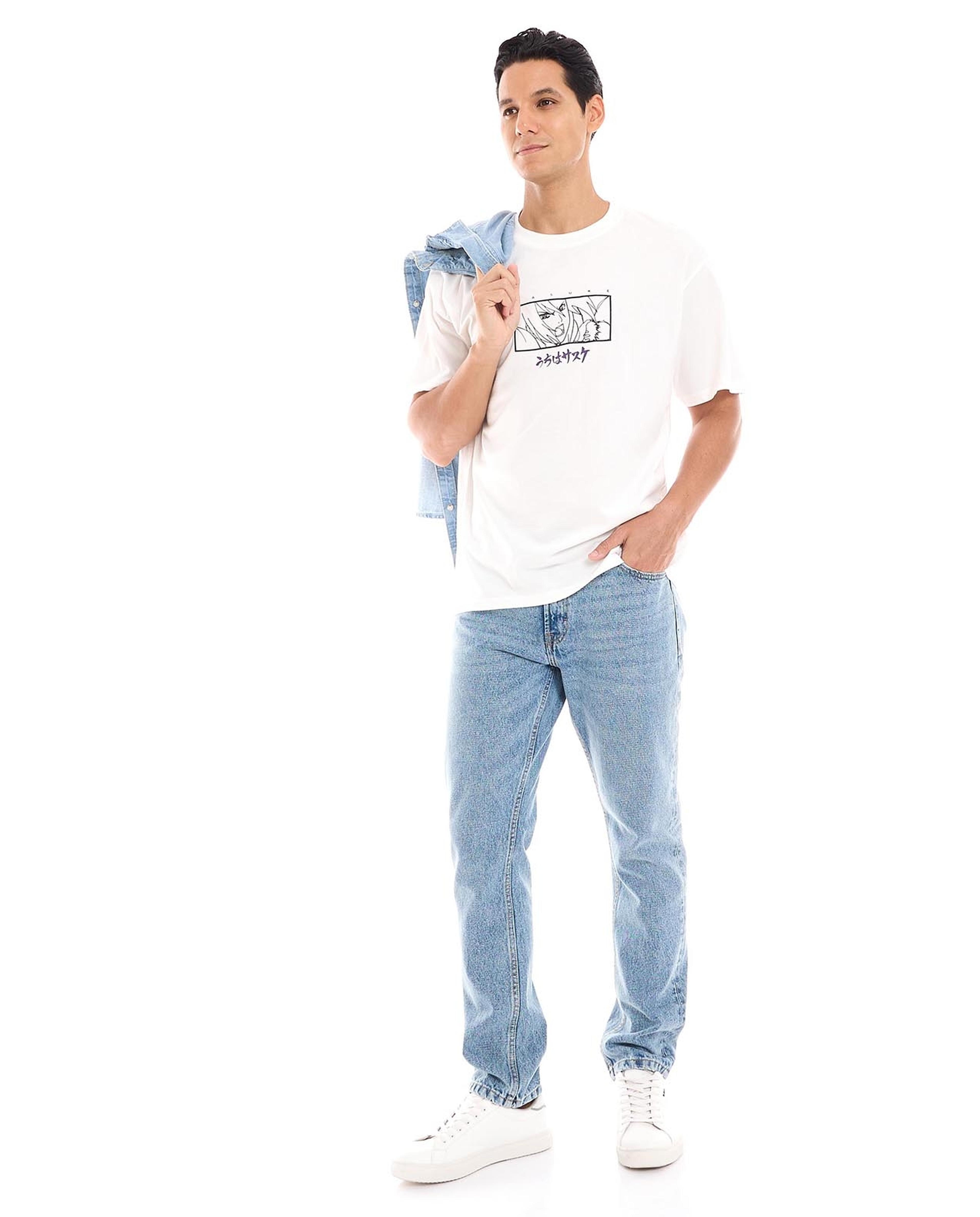 Graphic Print T-Shirt with Crew Neck and Short Sleeves