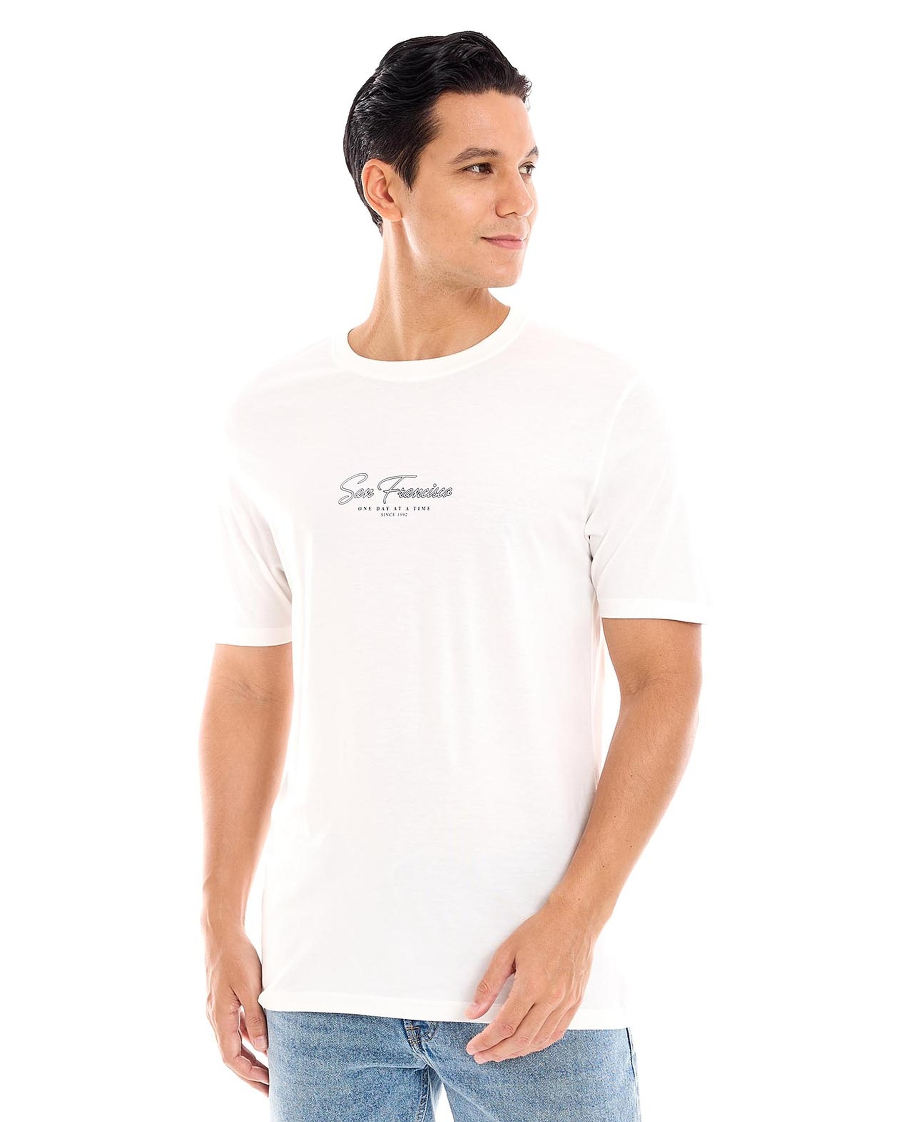 Printed T-Shirt with Crew Neck and Short Sleeves