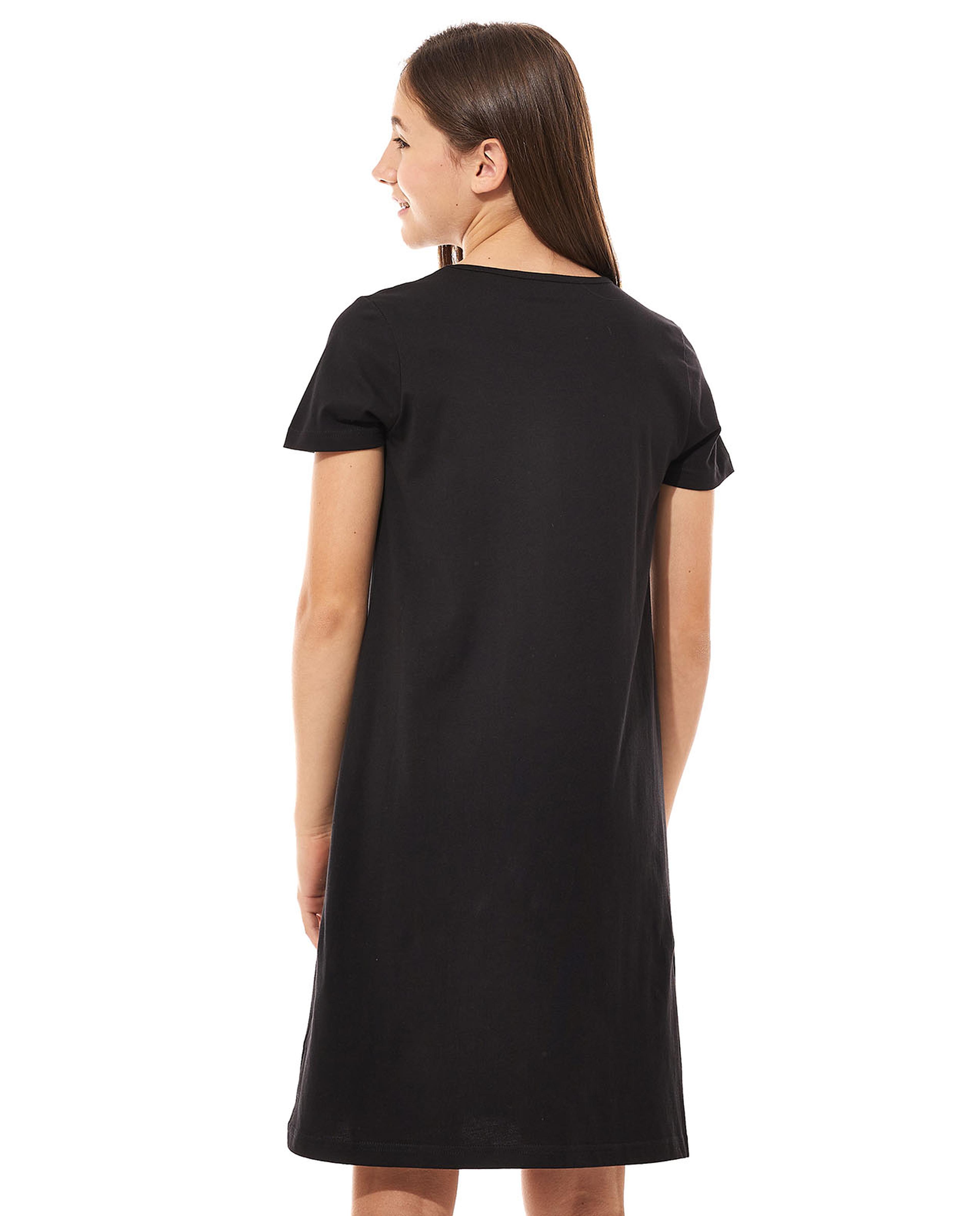 Printed Nightdress with Crew Neck and Short Sleeves