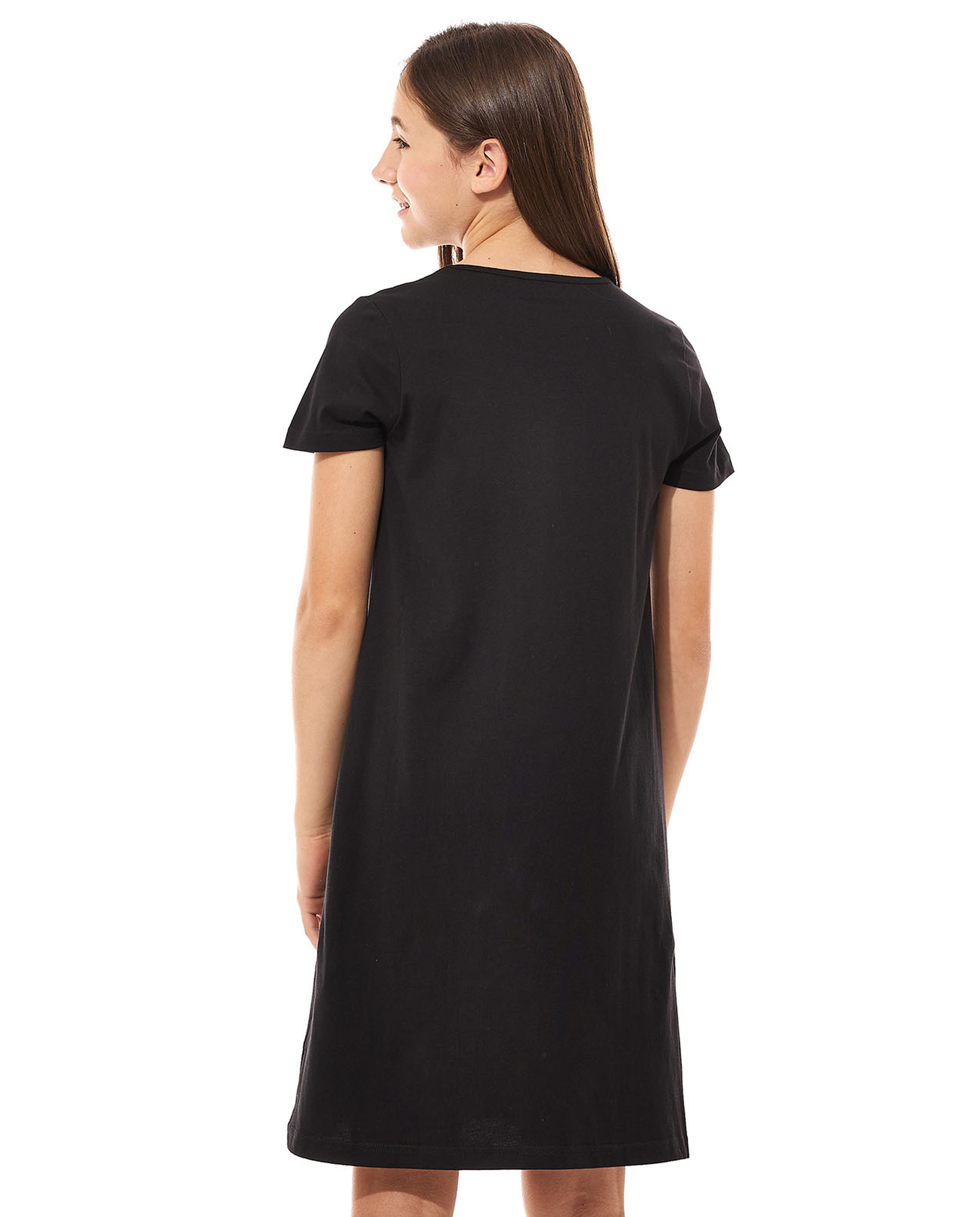 Printed Nightdress with Crew Neck and Short Sleeves