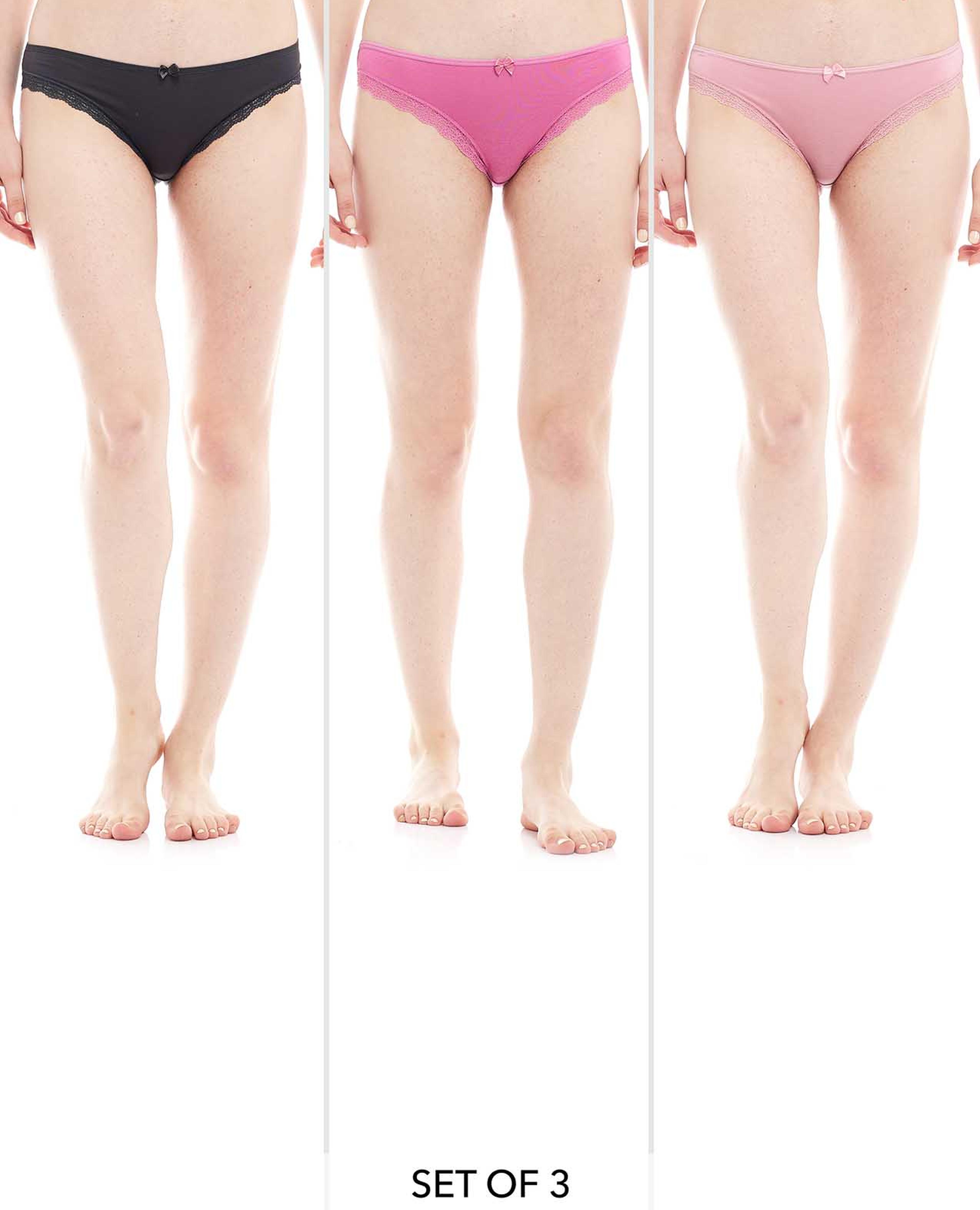 3 Pack Lace Trim Briefs