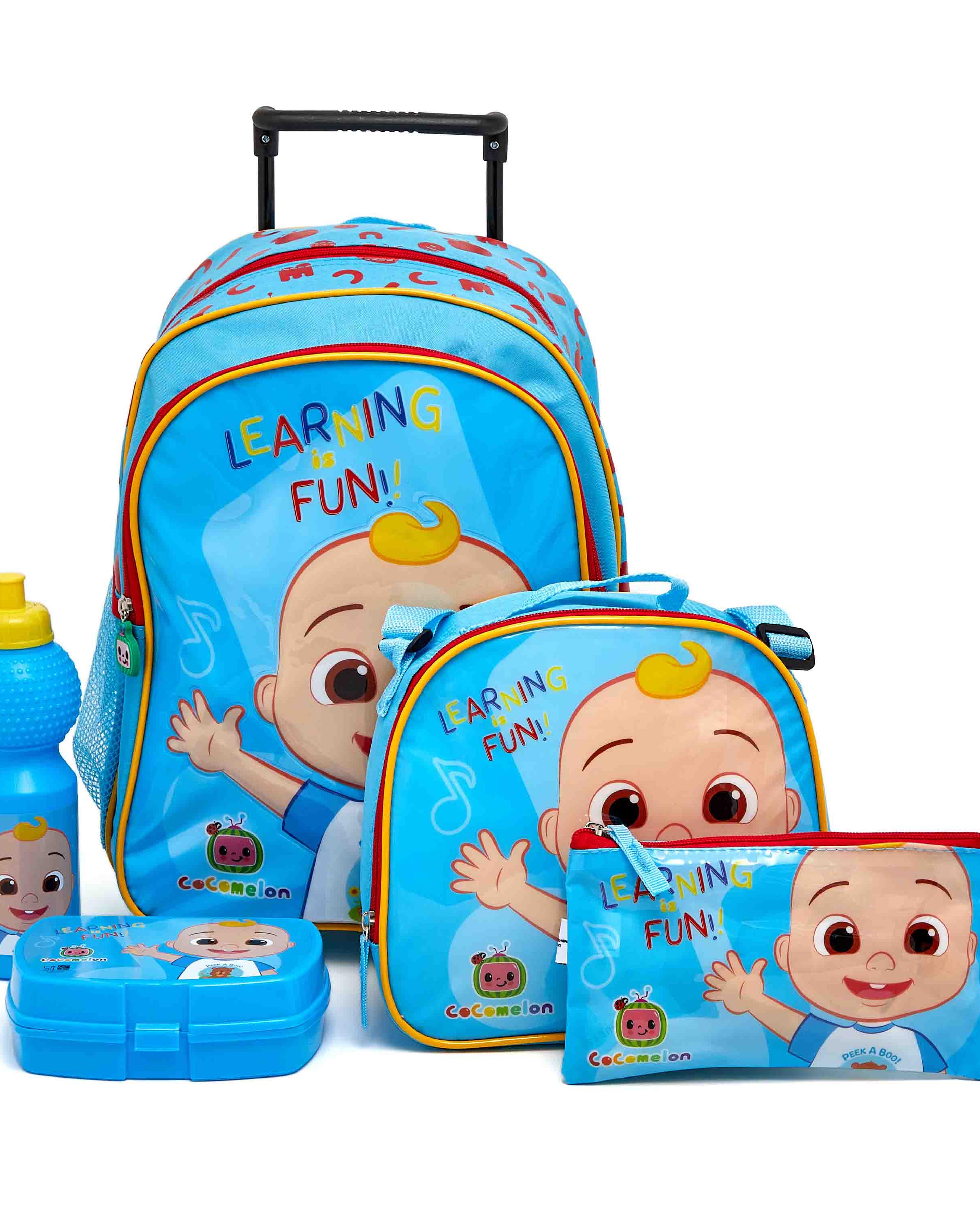 طقم حقيبة ظهر بعجلات بطبعة كوكوميلون