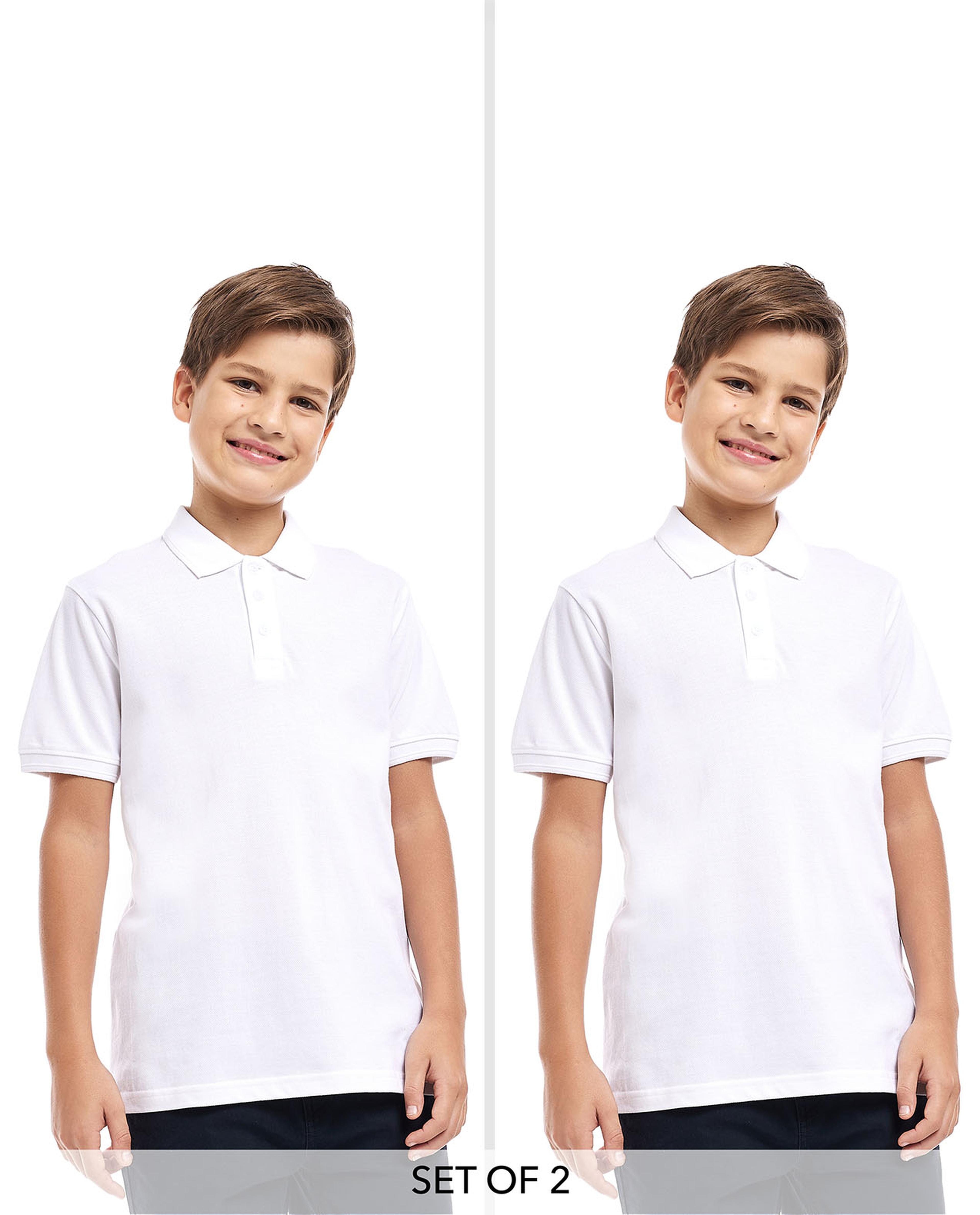 2 Pack Solid Polo T-Shirts with Short Sleeves