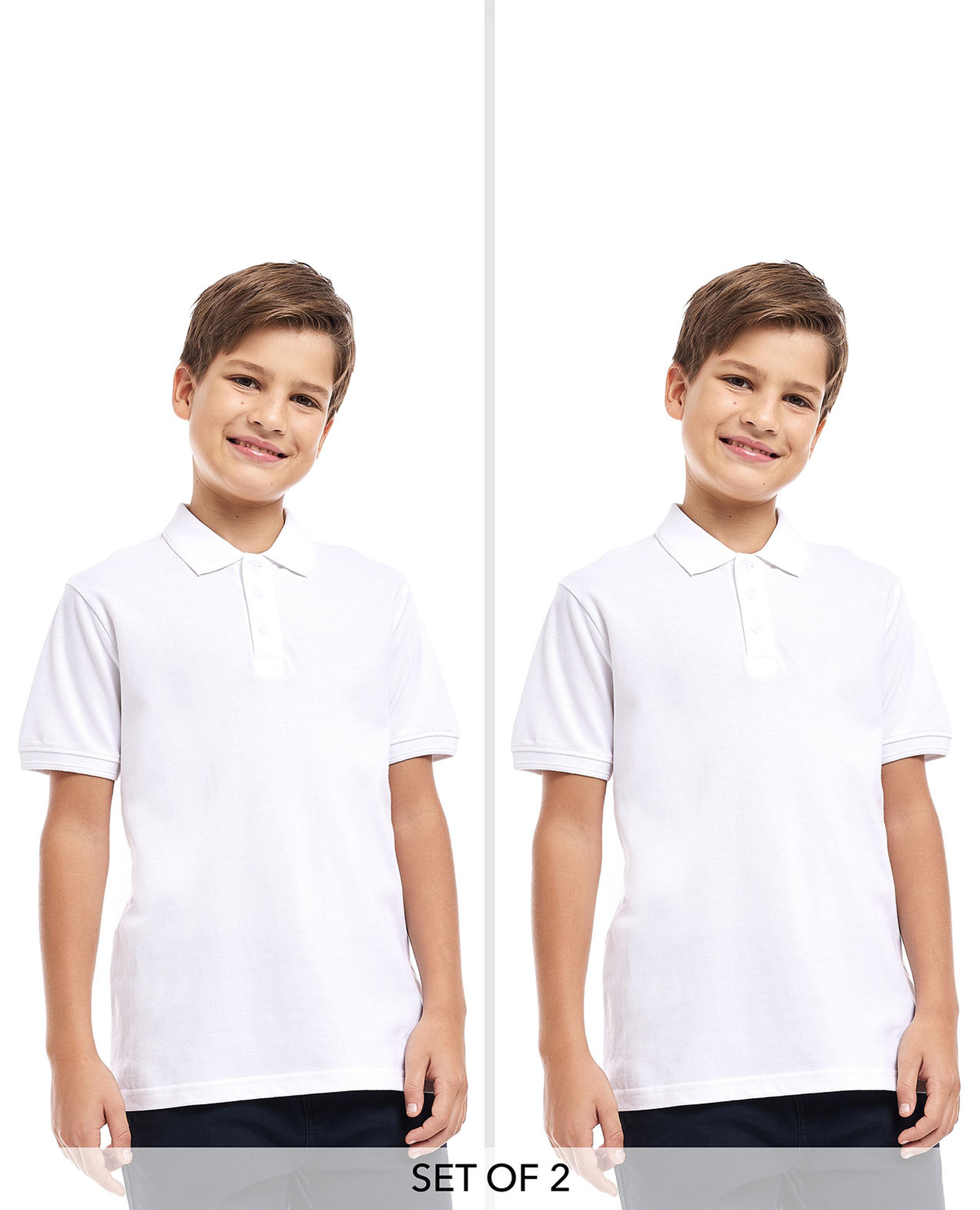 2 Pack Solid Polo T-Shirts with Short Sleeves