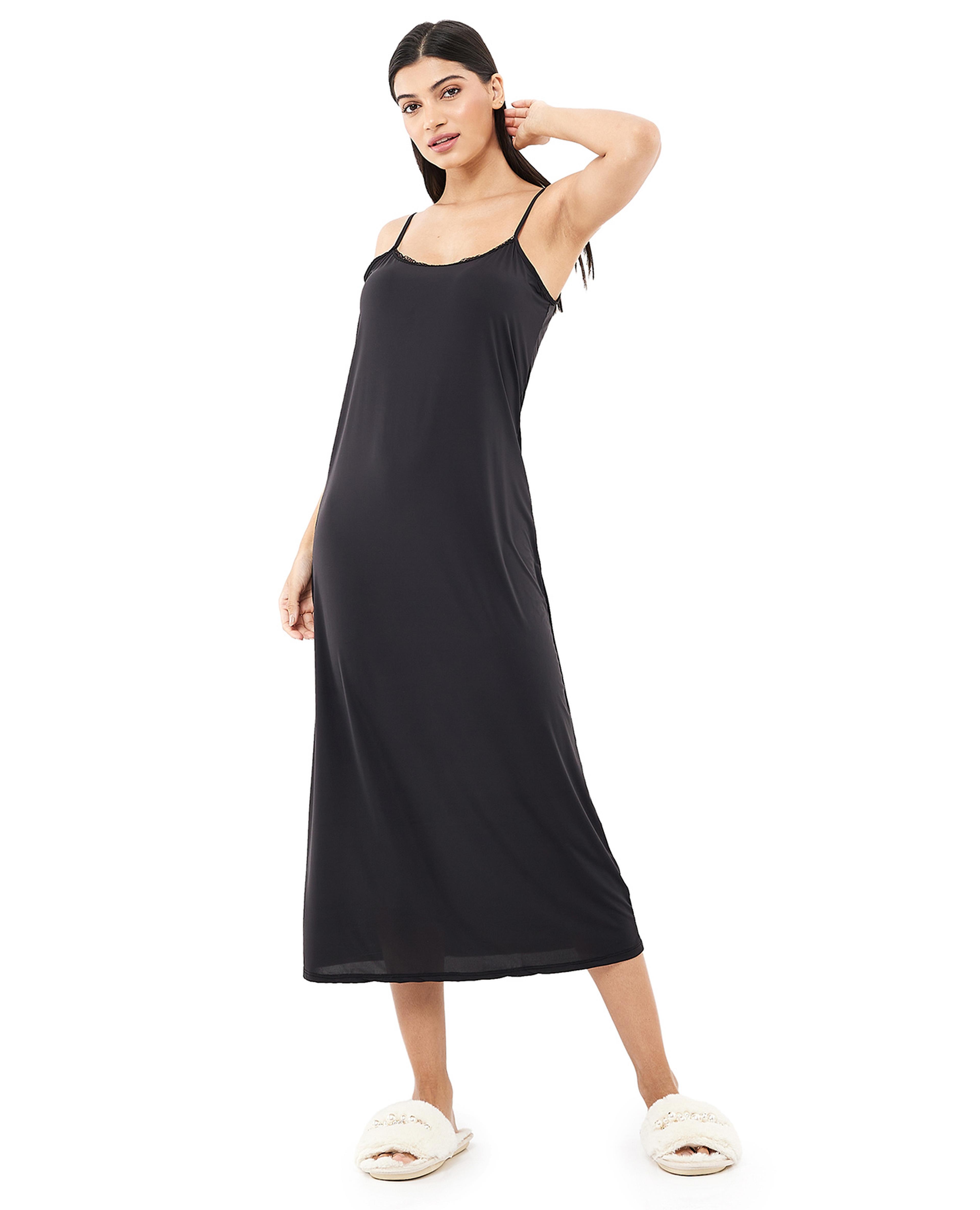 Lace Trim Strappy Nightdress